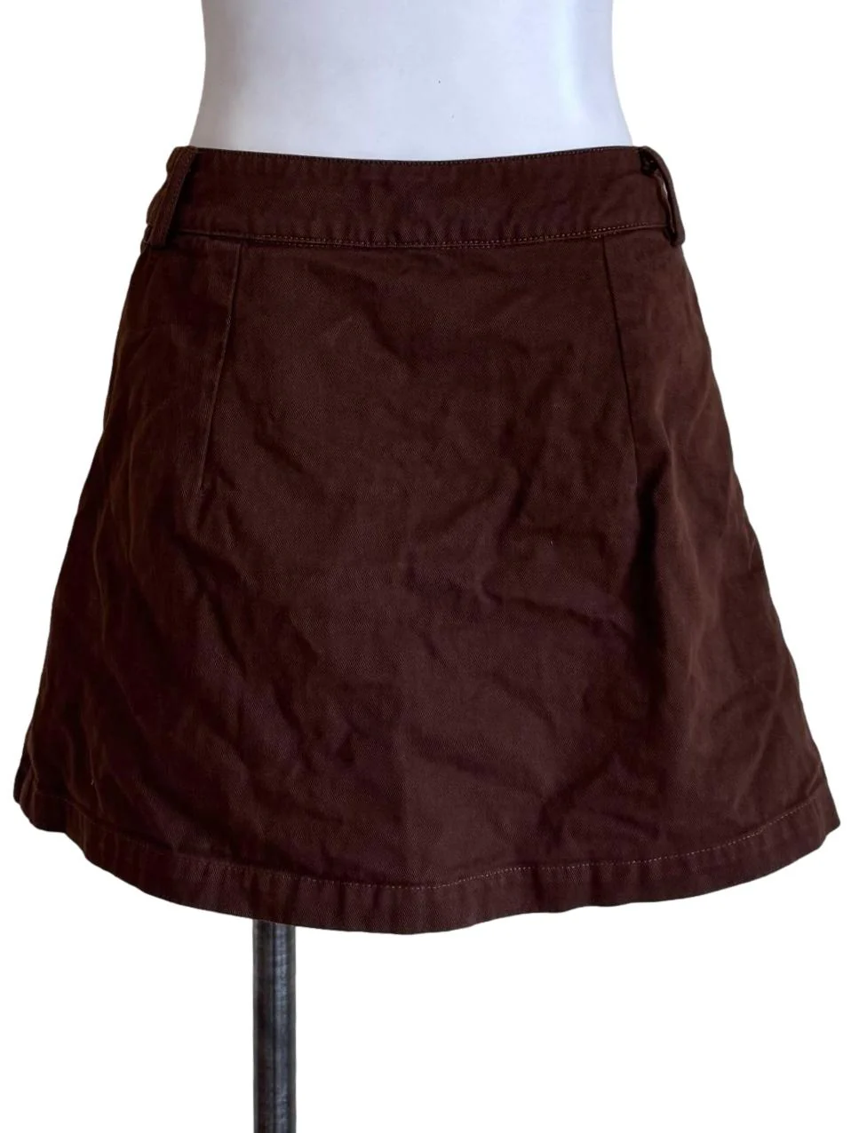 Brown Denim A-Line Mini Skirt - Image 2