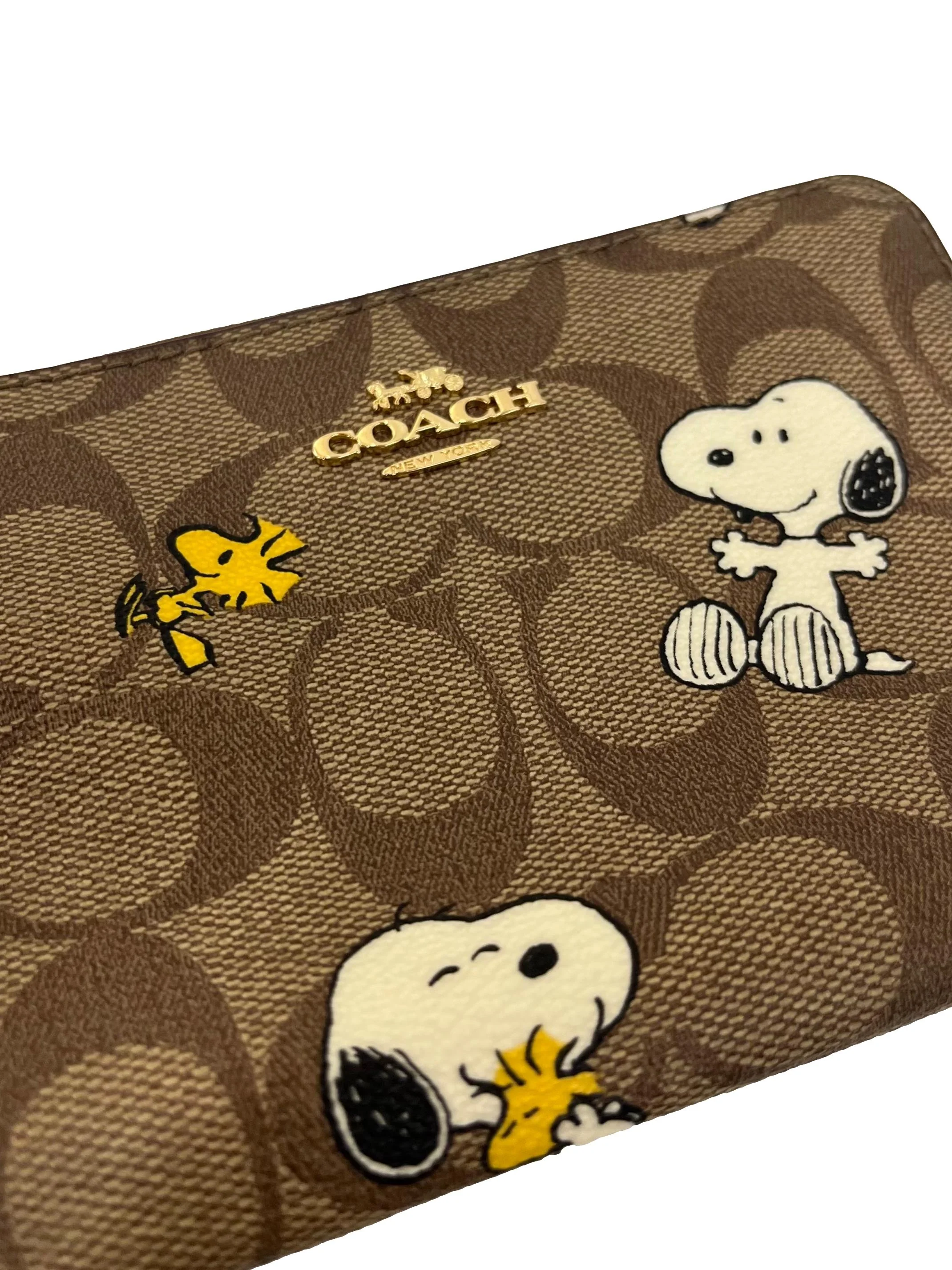 Brown Monogram Coach x Peanuts Corner Zip Wristlet - Image 2