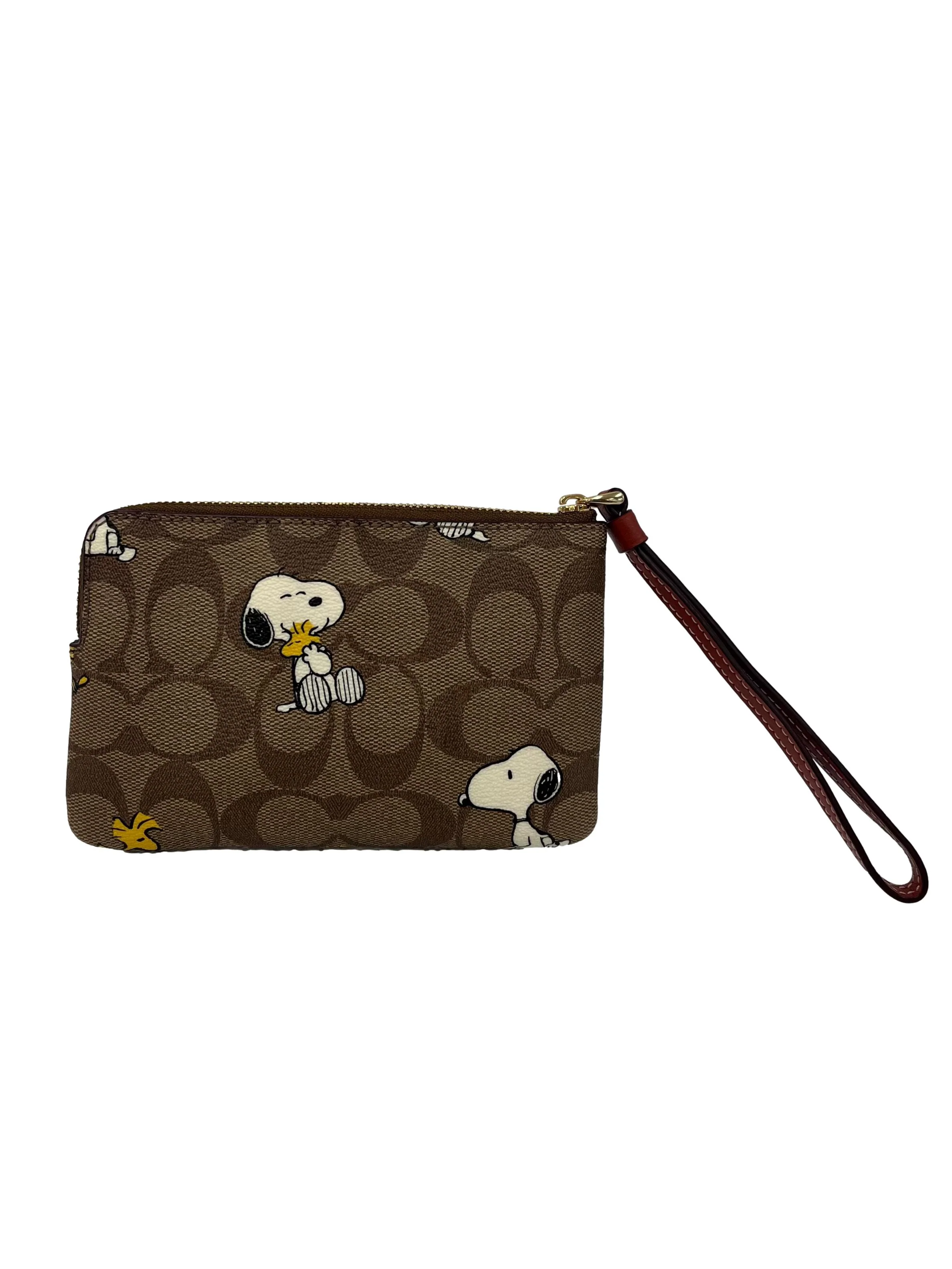 Brown Monogram Coach x Peanuts Corner Zip Wristlet - Image 3