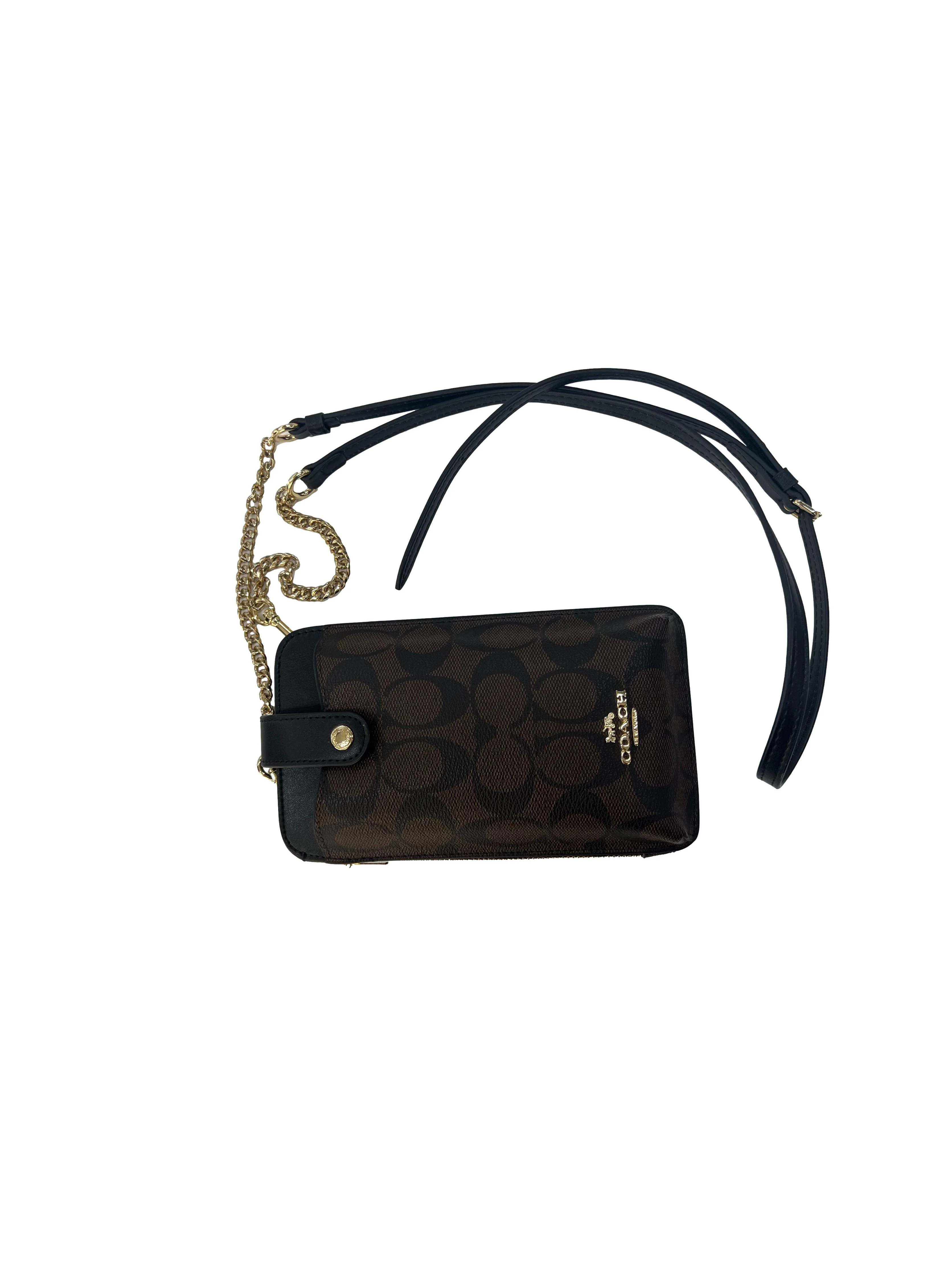 Brown Phone Crossbody In Signature Canvas - Image 4