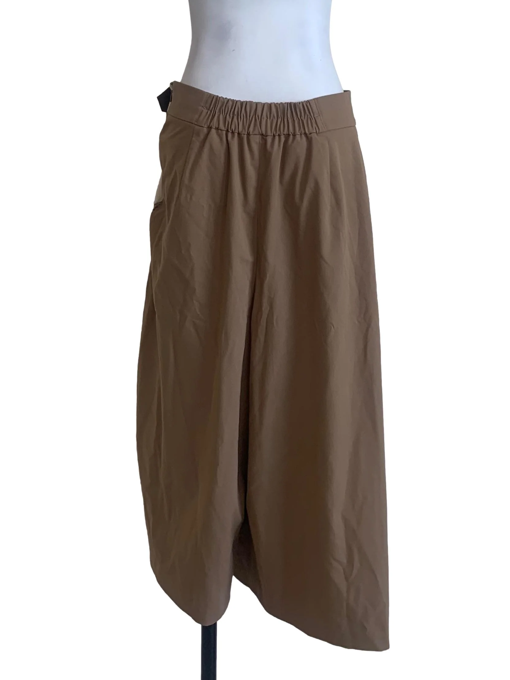 Brown Plaid Print Wrap Skirt Trousers - Image 2