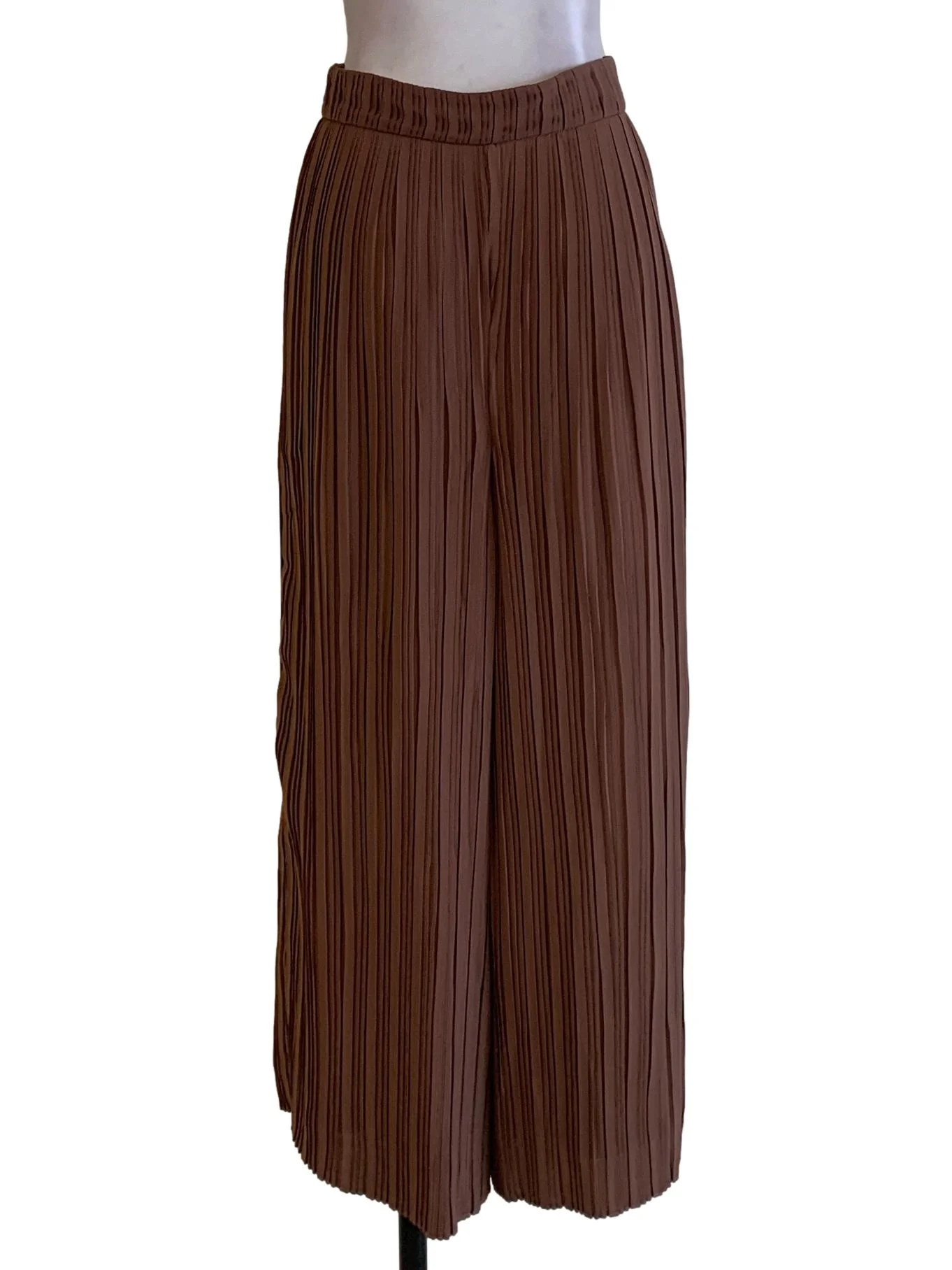 Brown Pleated Culottes - Image 2