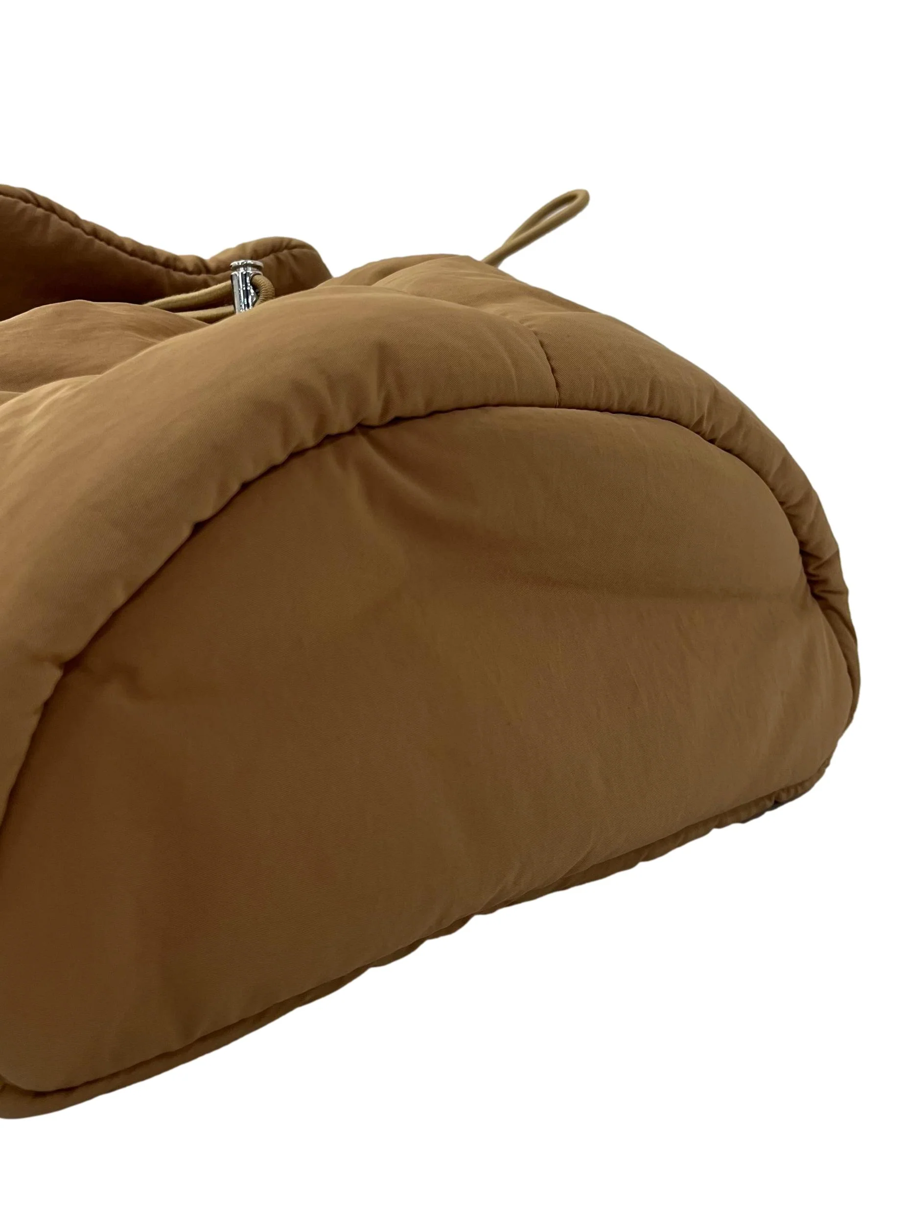 Brown Puffer Backpack With Drawstring Details - Image 4