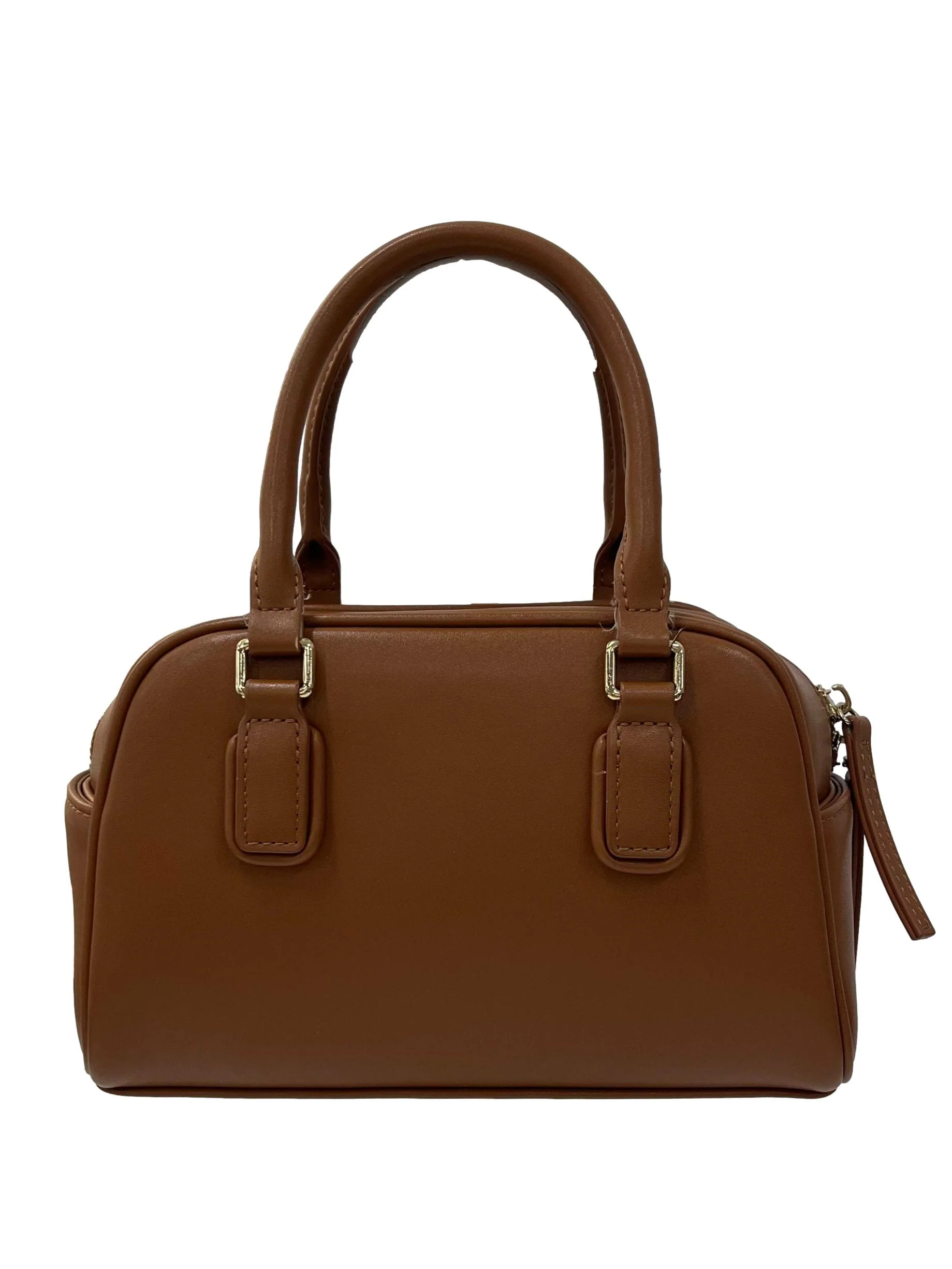 Brown Round Mini Boston Bag - Image 2