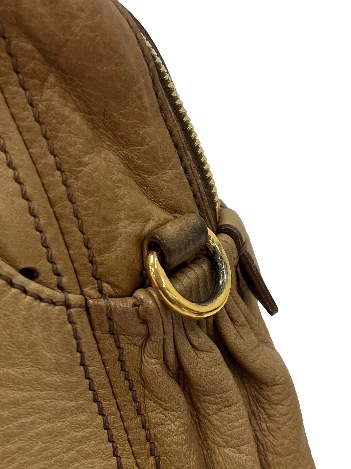 Brown Perforated Leather Large Bowler Bag - Image 2