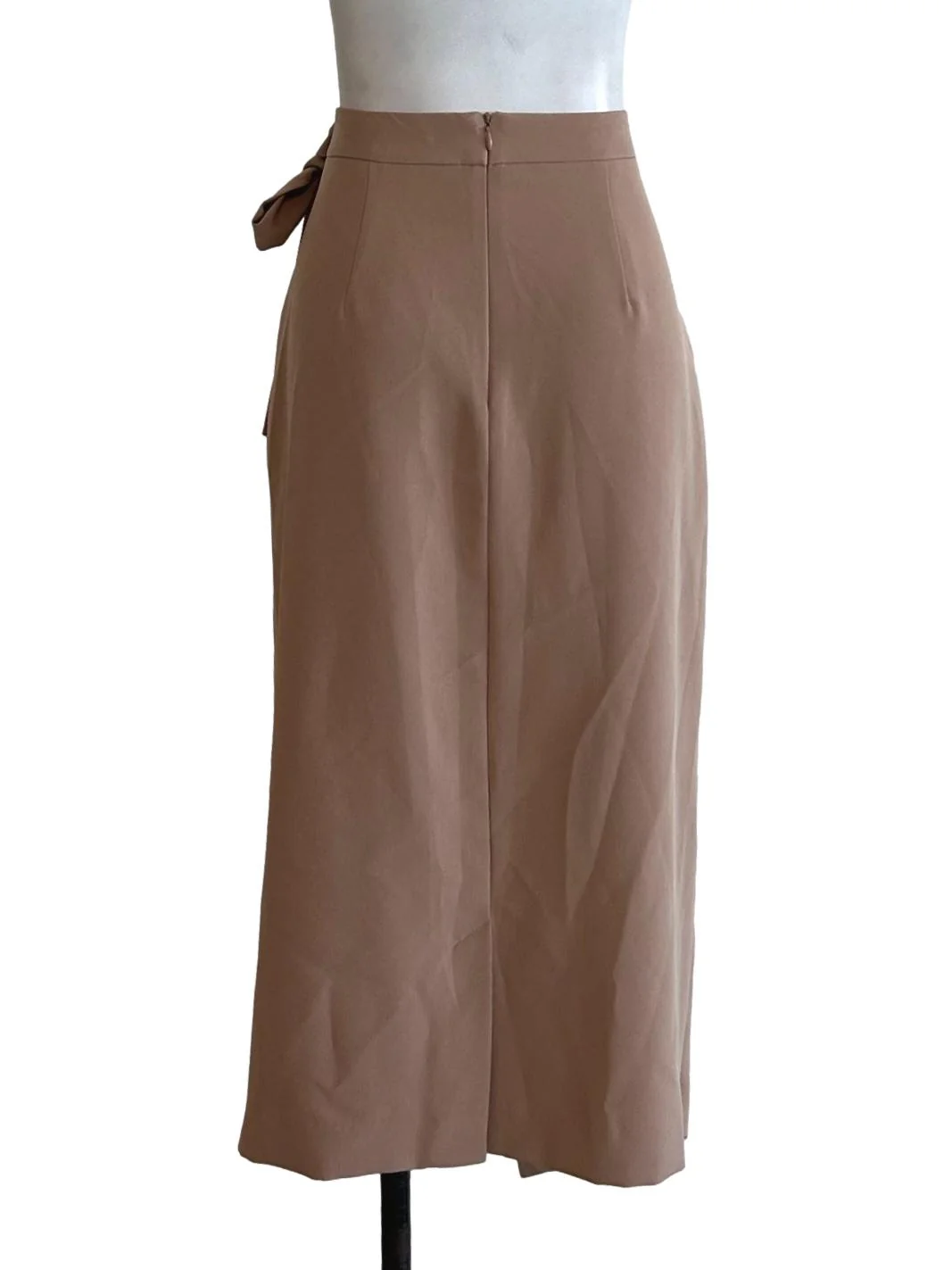 Brown Wrap Midi Pencil Skirt - Image 2