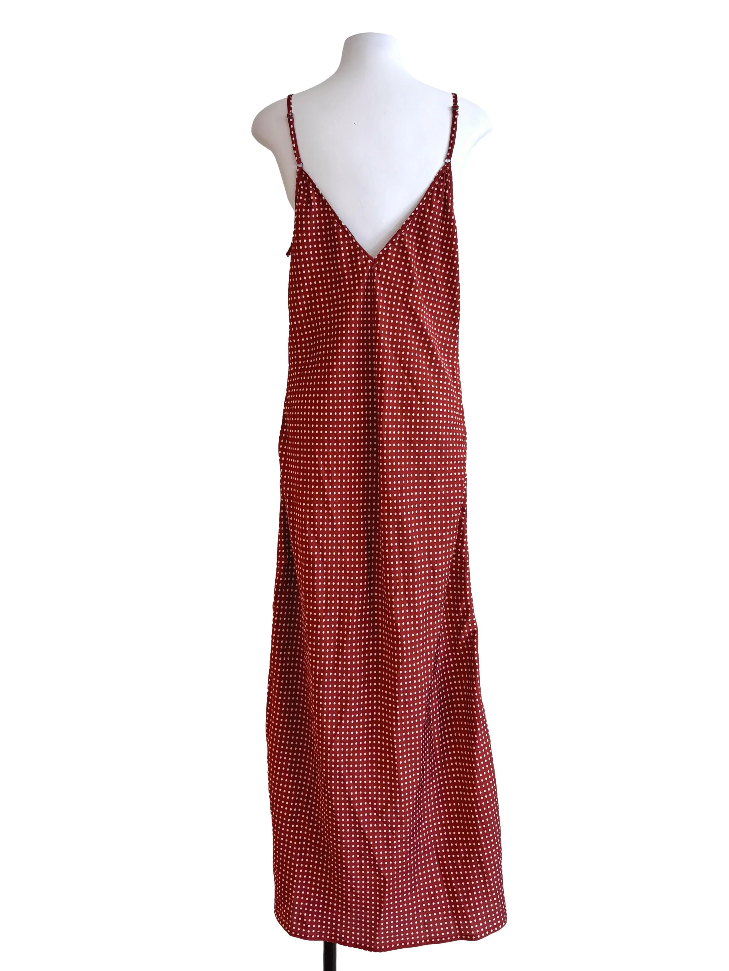 Brownish Red Polka Dots Slip Dress - Image 2