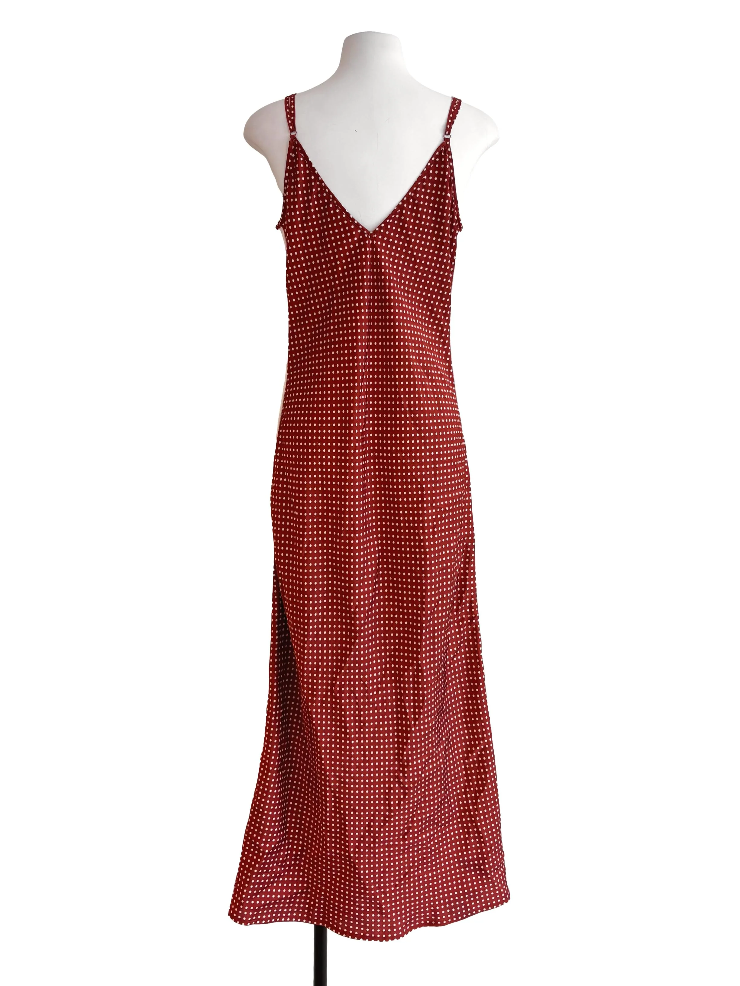 Brownish Red Polka Dots Slip Dress - Image 2