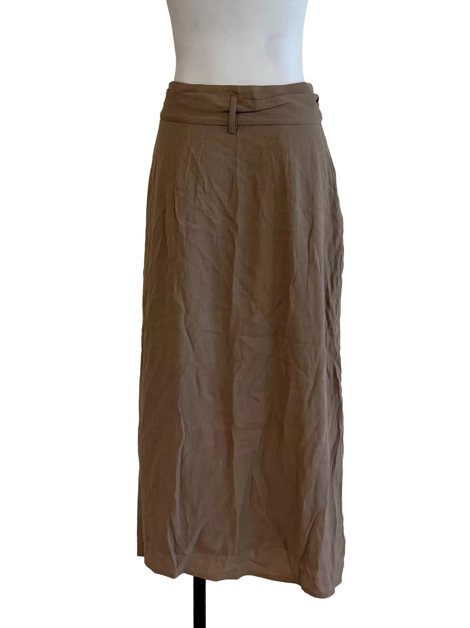 Buff Brown Slit Midi Skirt - Image 2