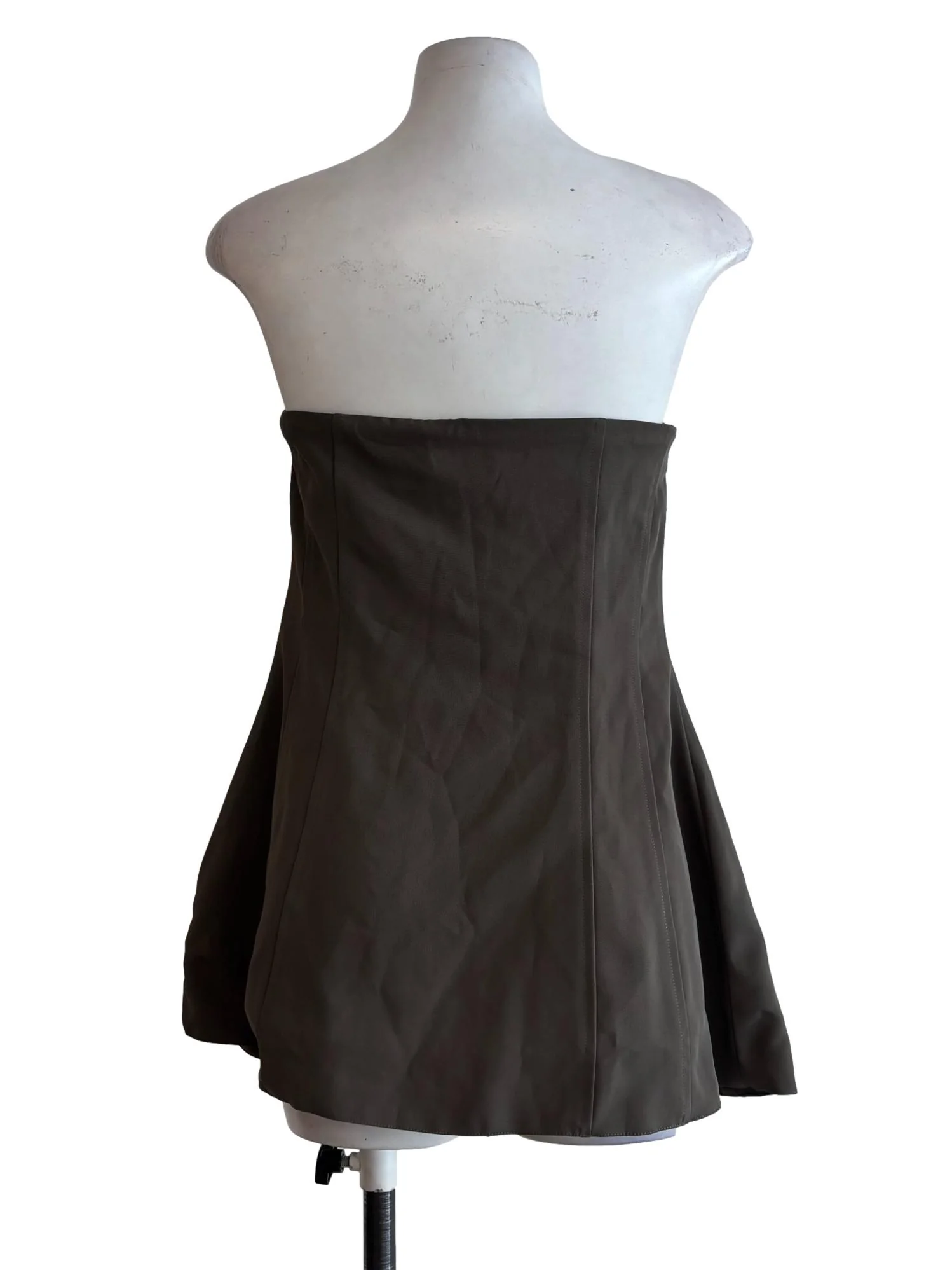 Buff Brown Strapless Peplum Top - Image 2