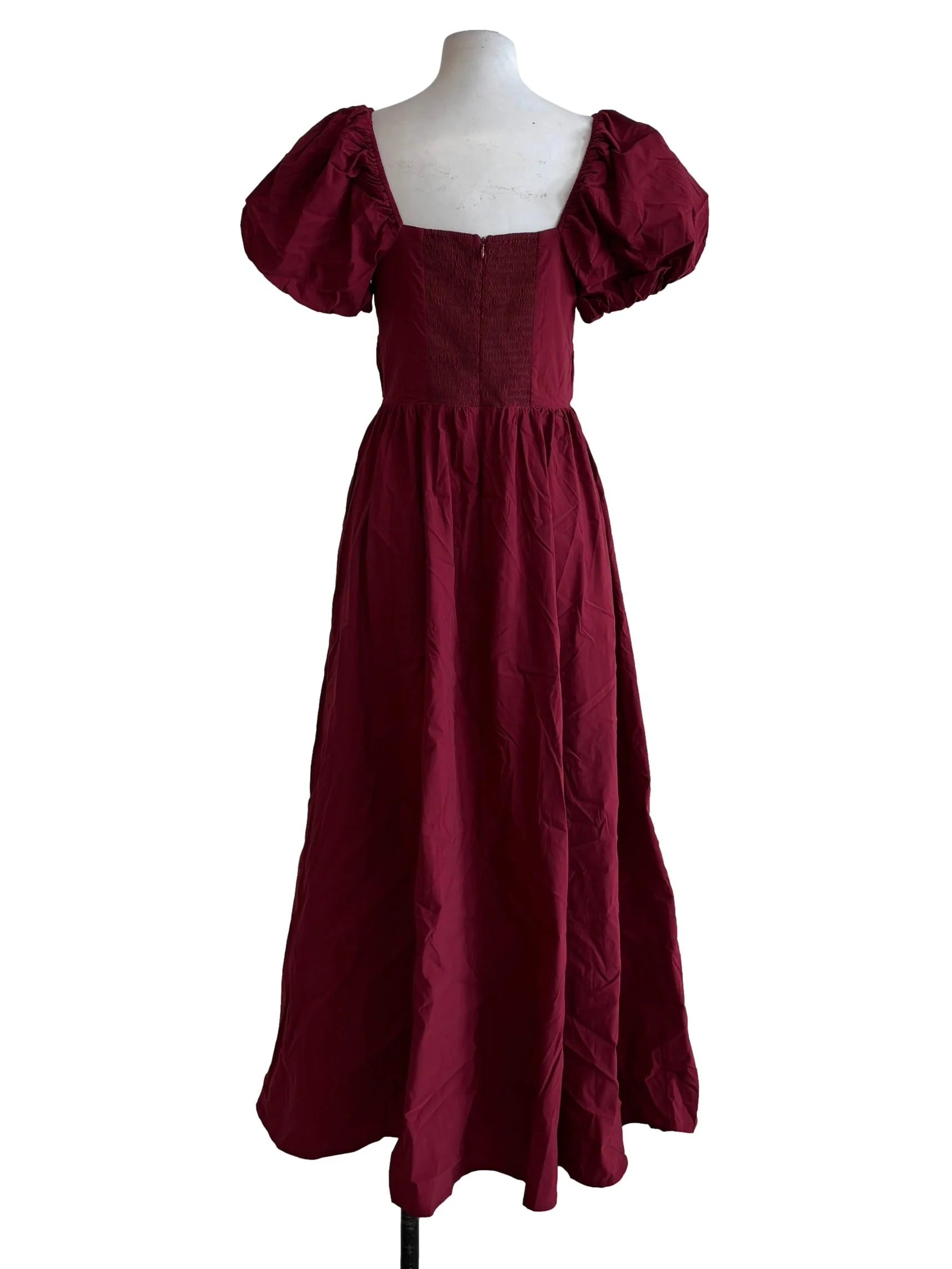 Burgundy Red Puff Sleeve Princess Dress - Image 2
