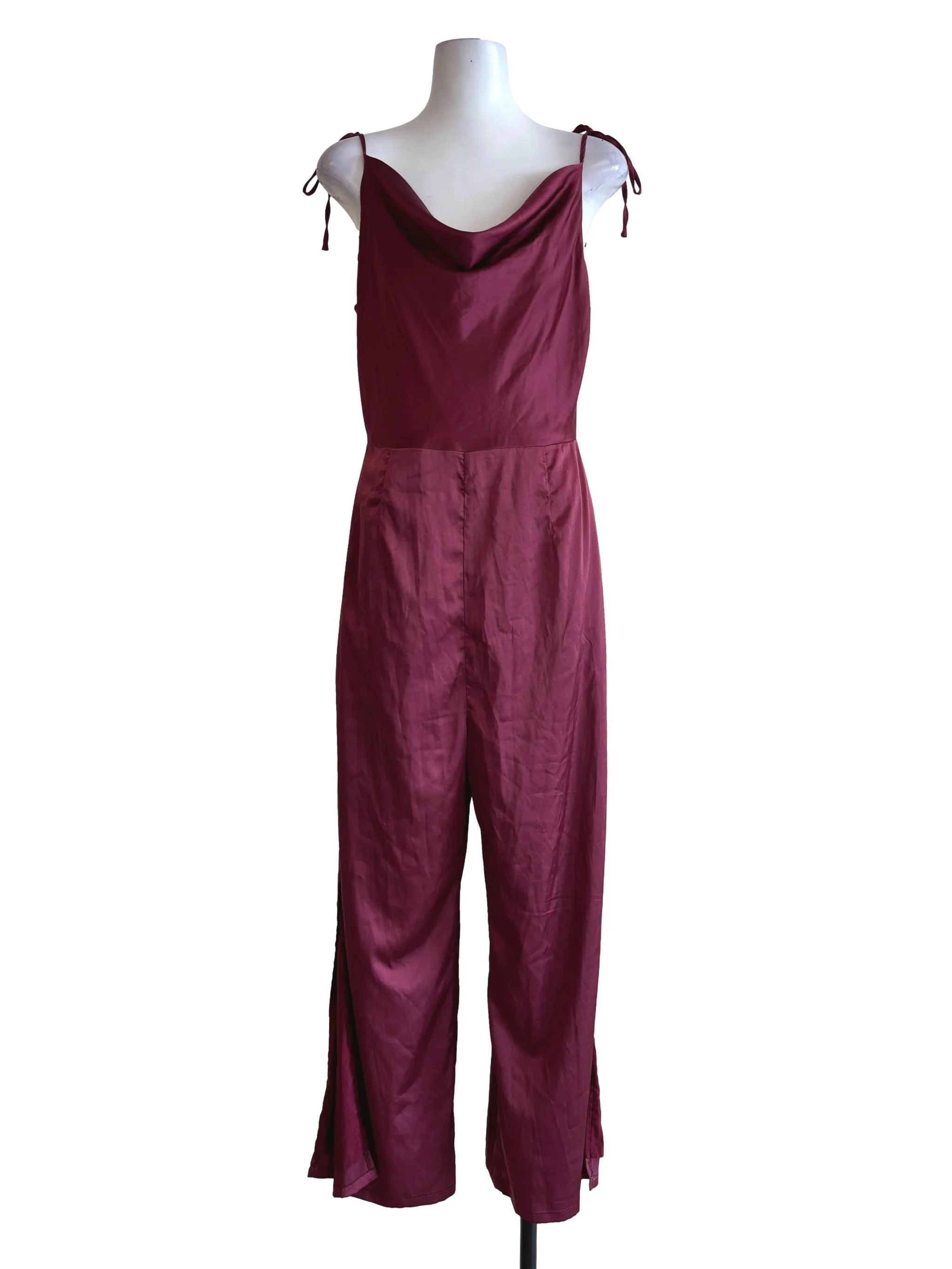 Burgundy Red Silk Jumpsuit