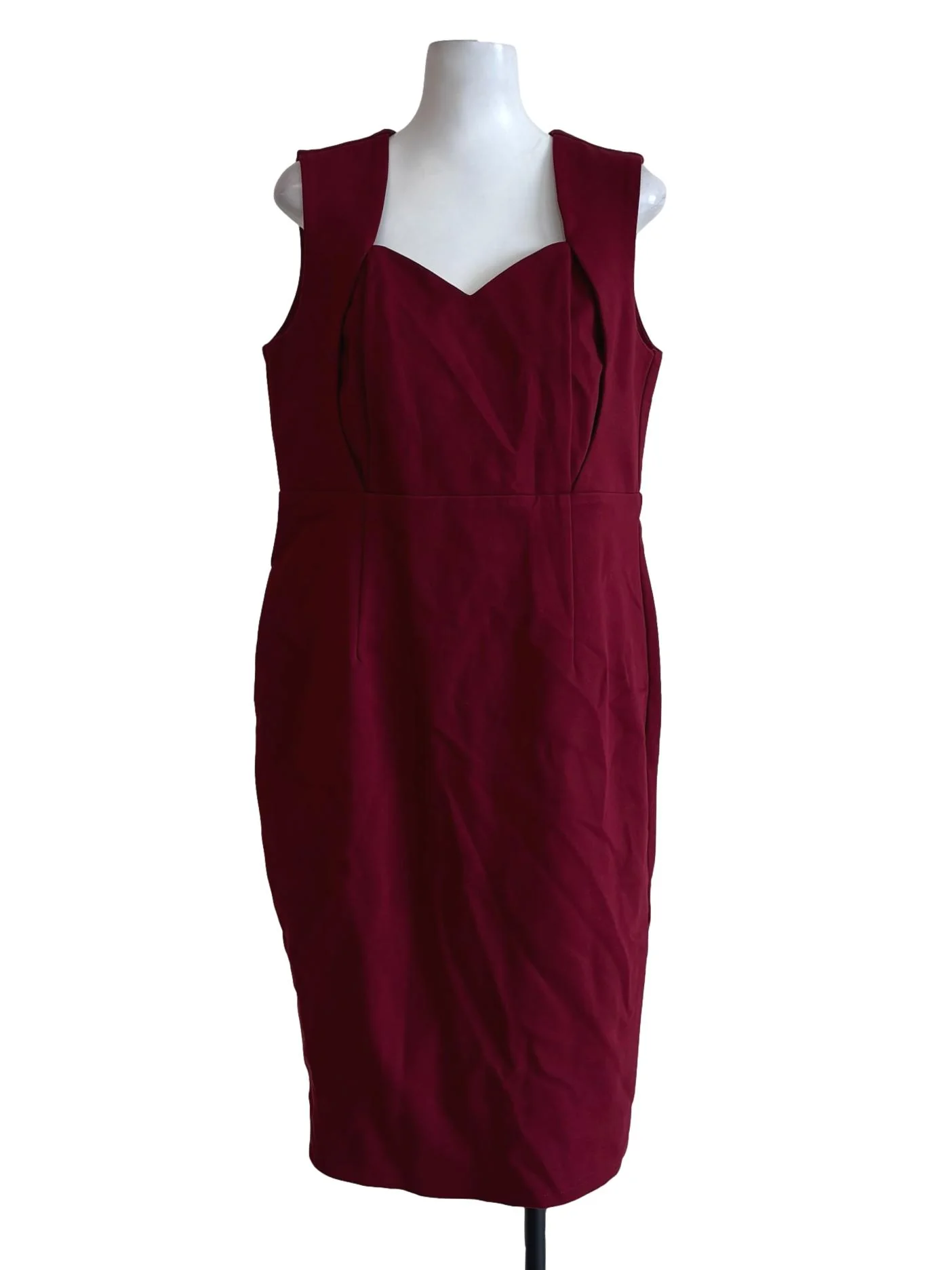 Burgundy Red Sleeveless Pencil Dress
