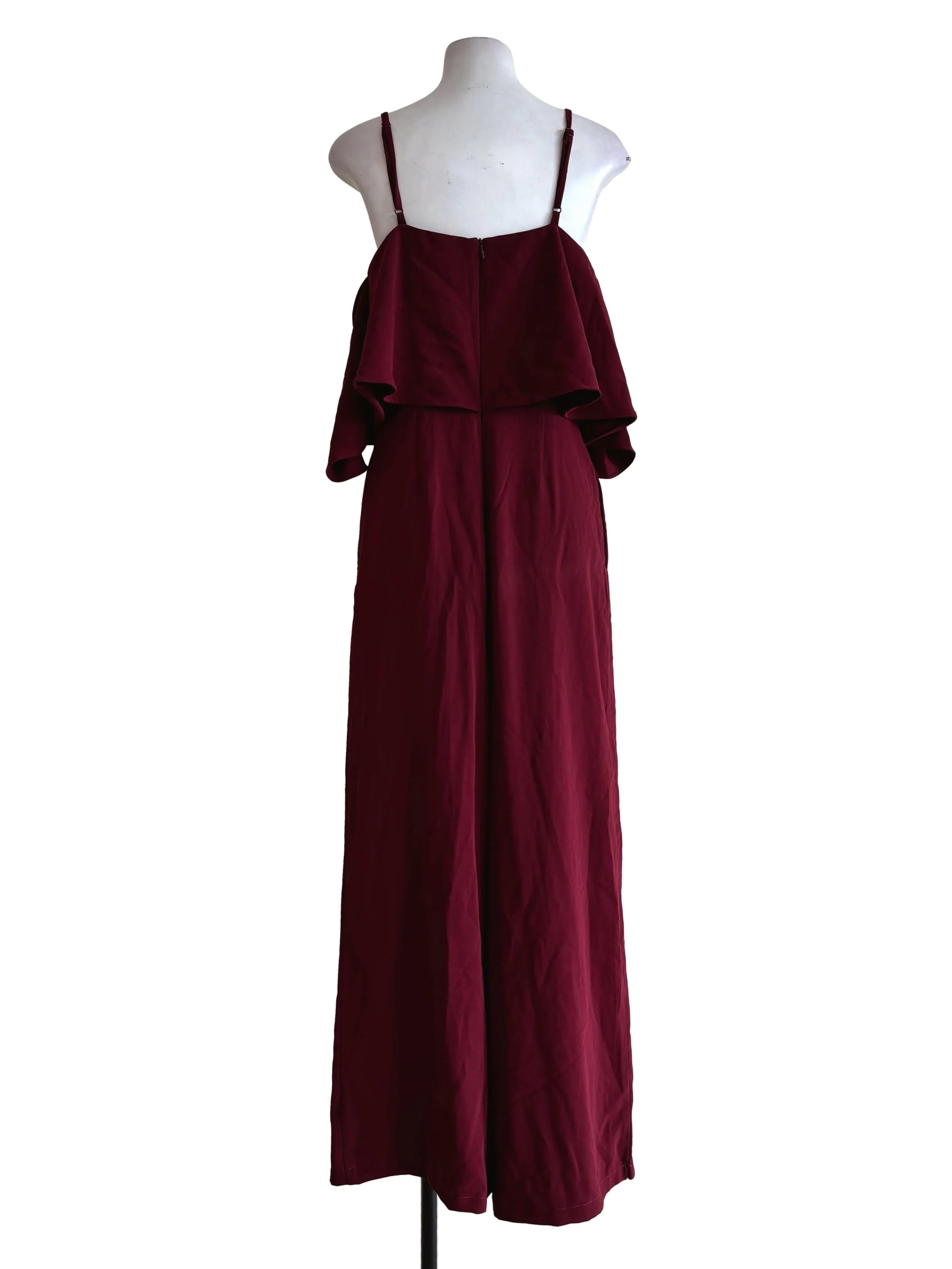 Burgundy Red Spaghetti Strap Layered Jumpsuit - Image 2