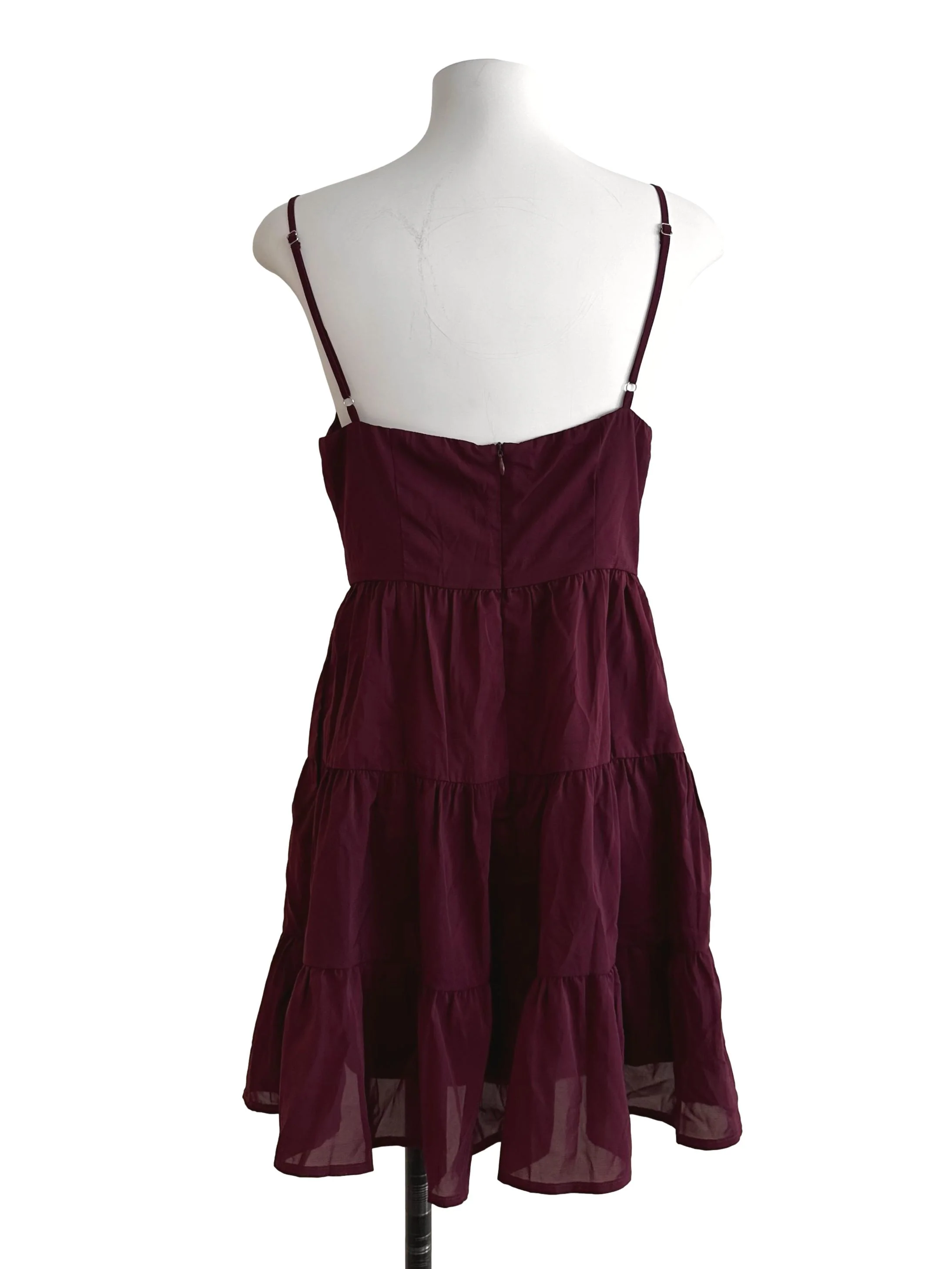 Burgundy Red Sweetheart Tiered Dress - Image 2