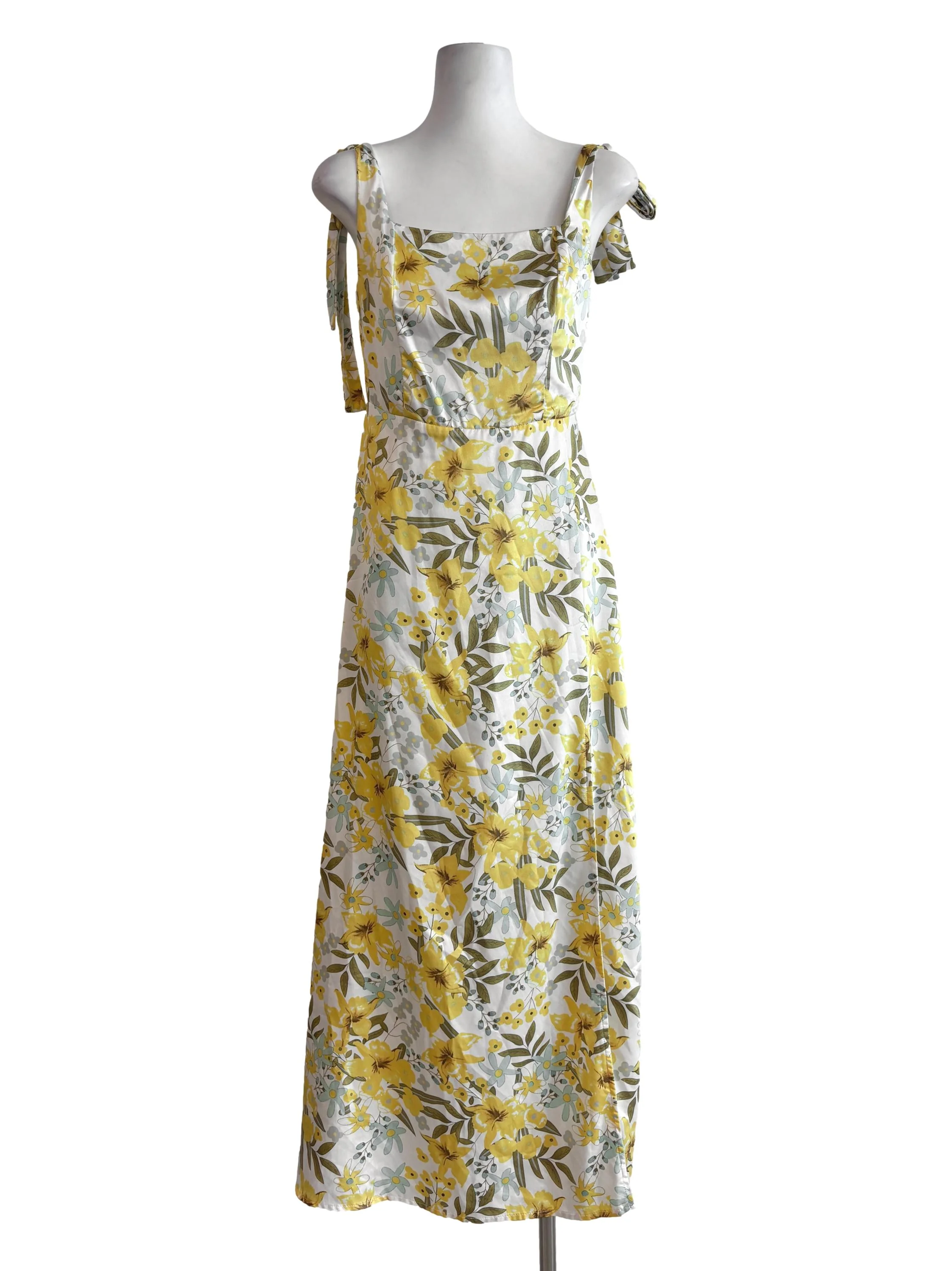 Butter Yellow Floral A-Line Dress