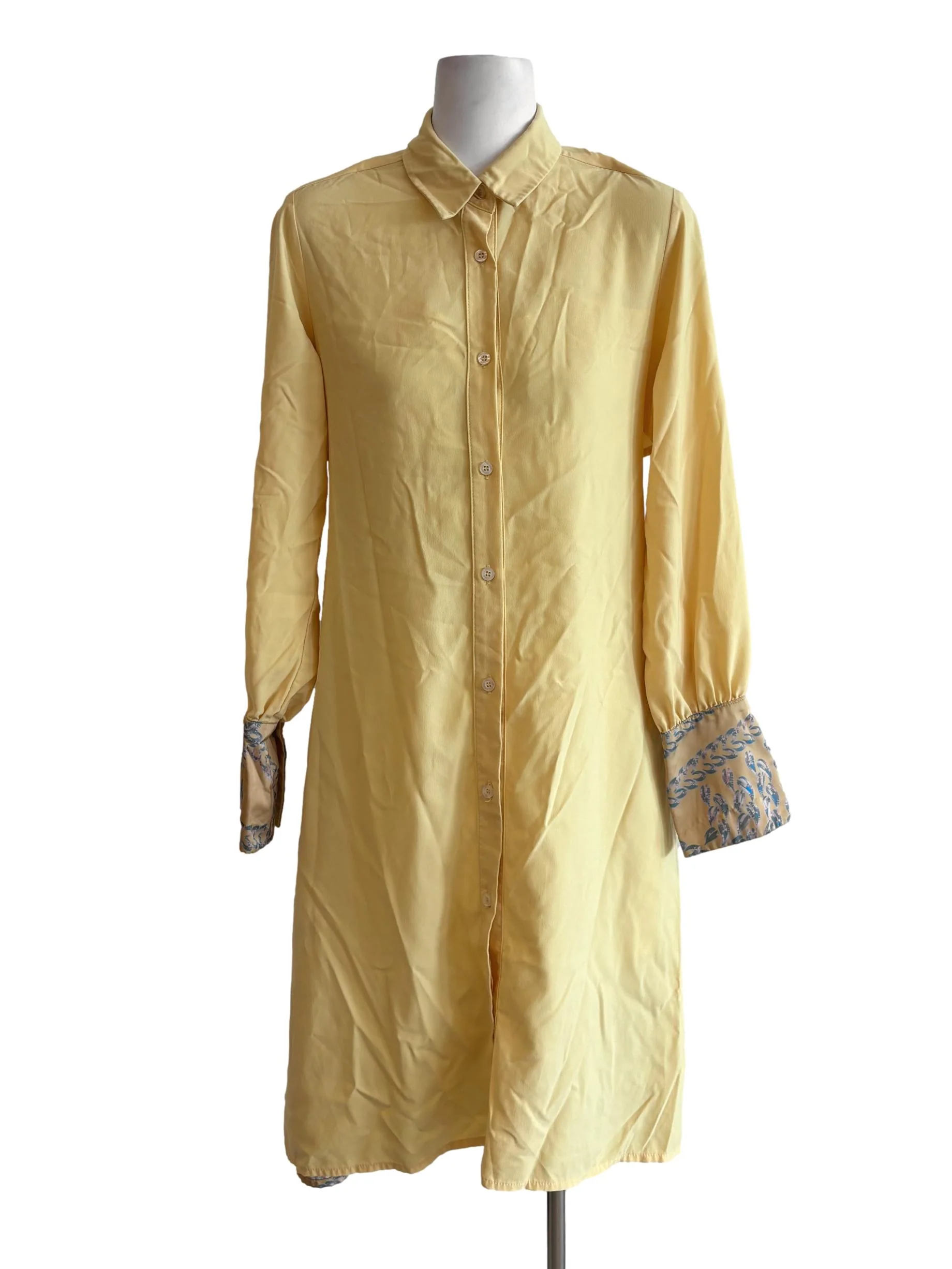 Butter Yellow Long Sleeve Shirt Dress