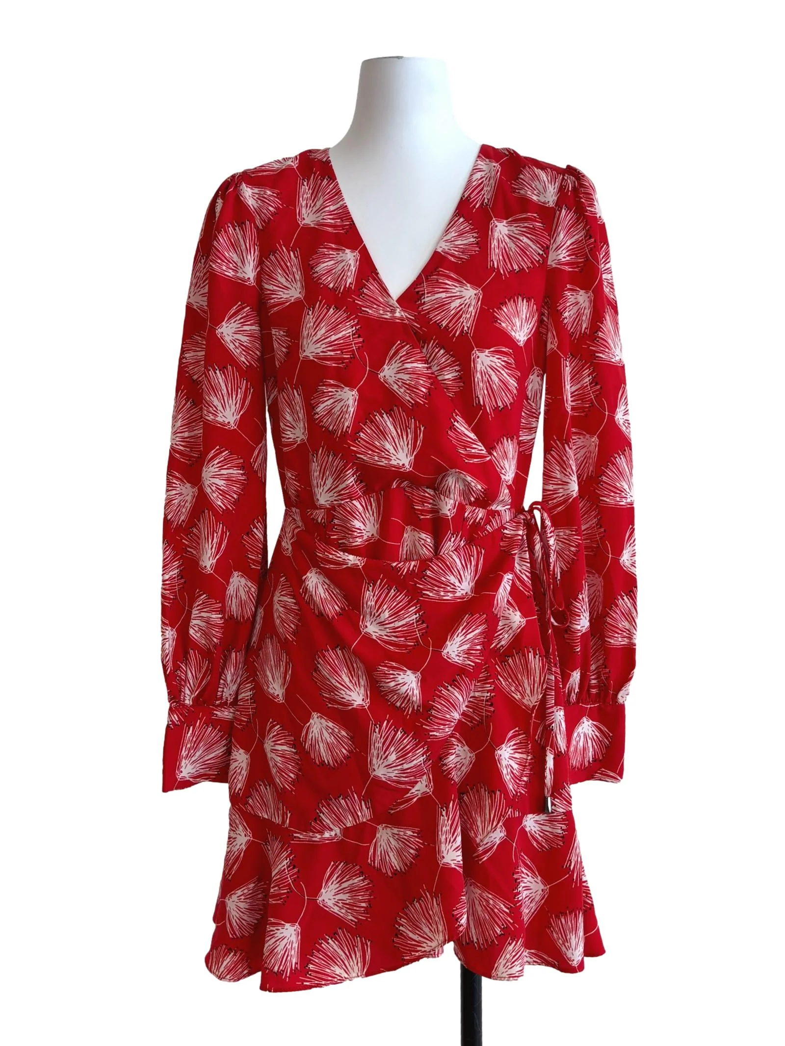 Candy Red Patterned Drape Mini Dress