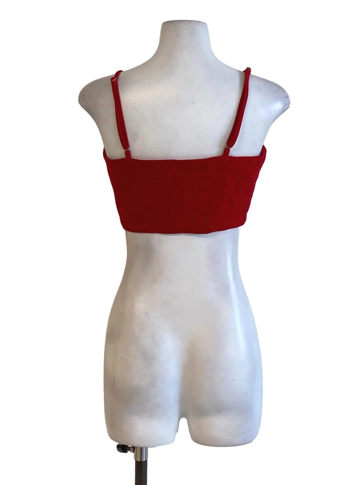 Candy Red Spaghetti Strap Waisted Cropped Top - Image 2
