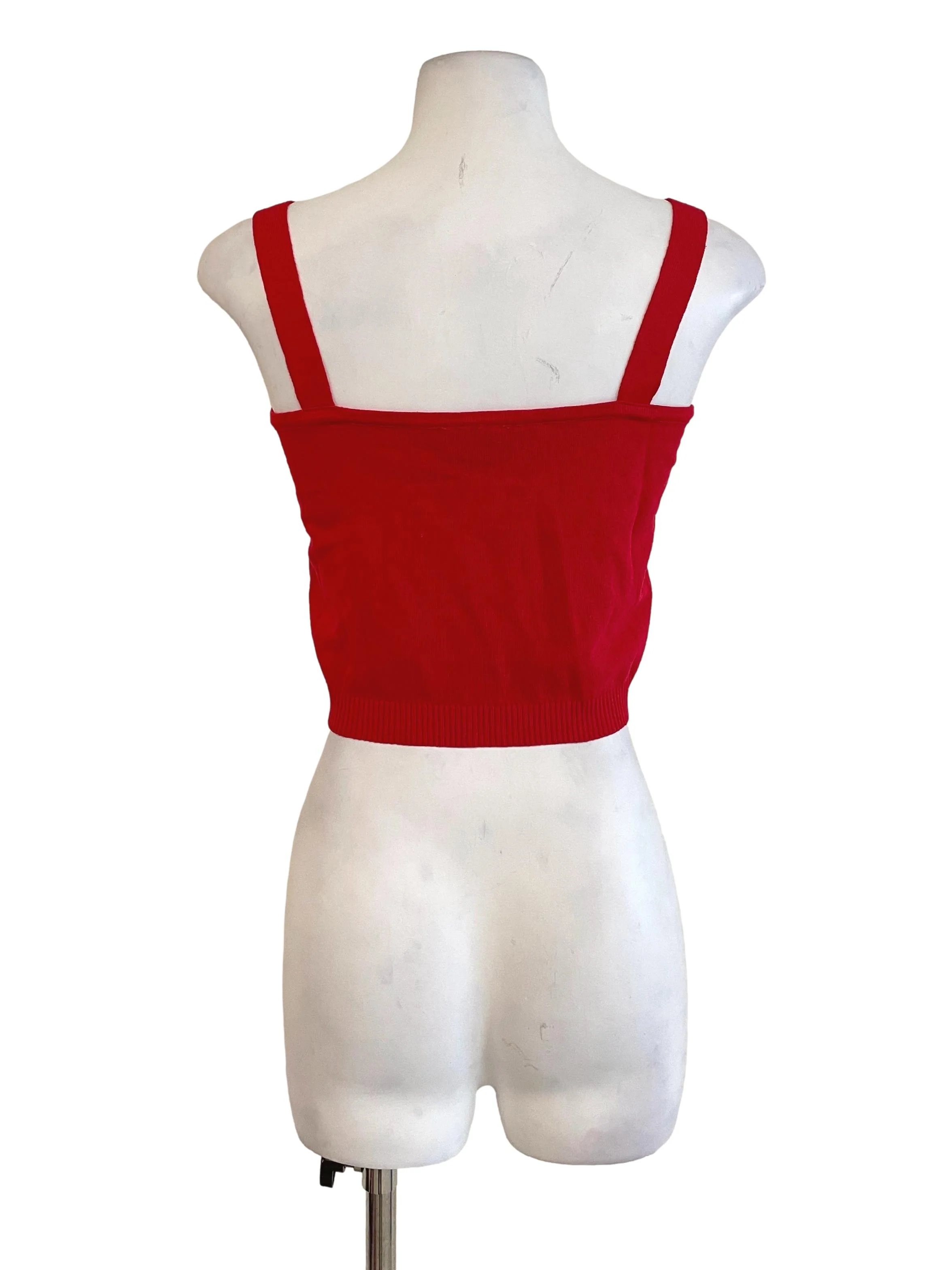 Candy Red Square Neck Knit Top - Image 2