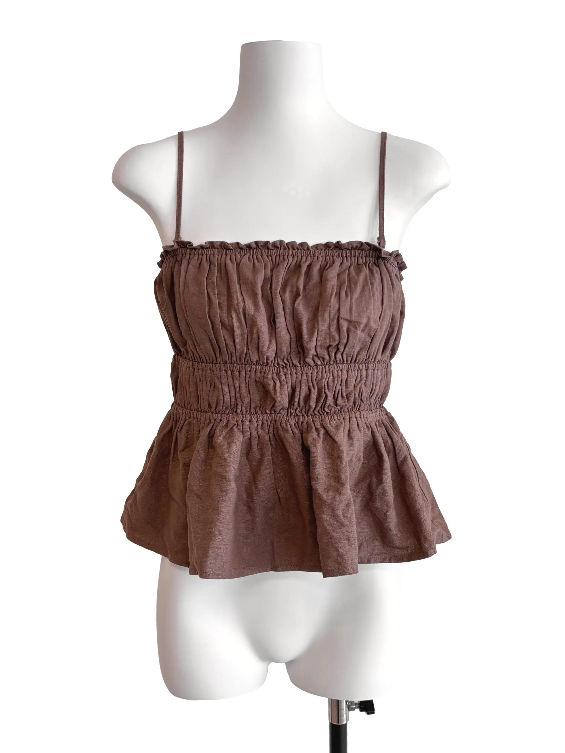 Caramel Brown Scrunched Cami Top