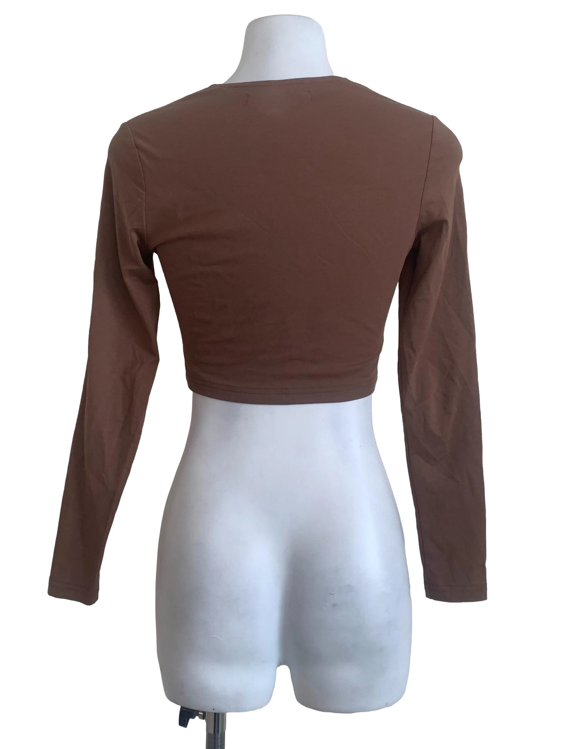 Caramel Brown Square Neck Crop Top - Image 2