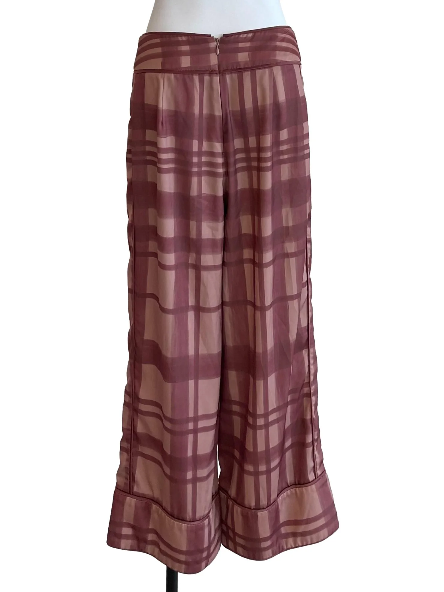 Mauve Checks Satin Pants - Image 2