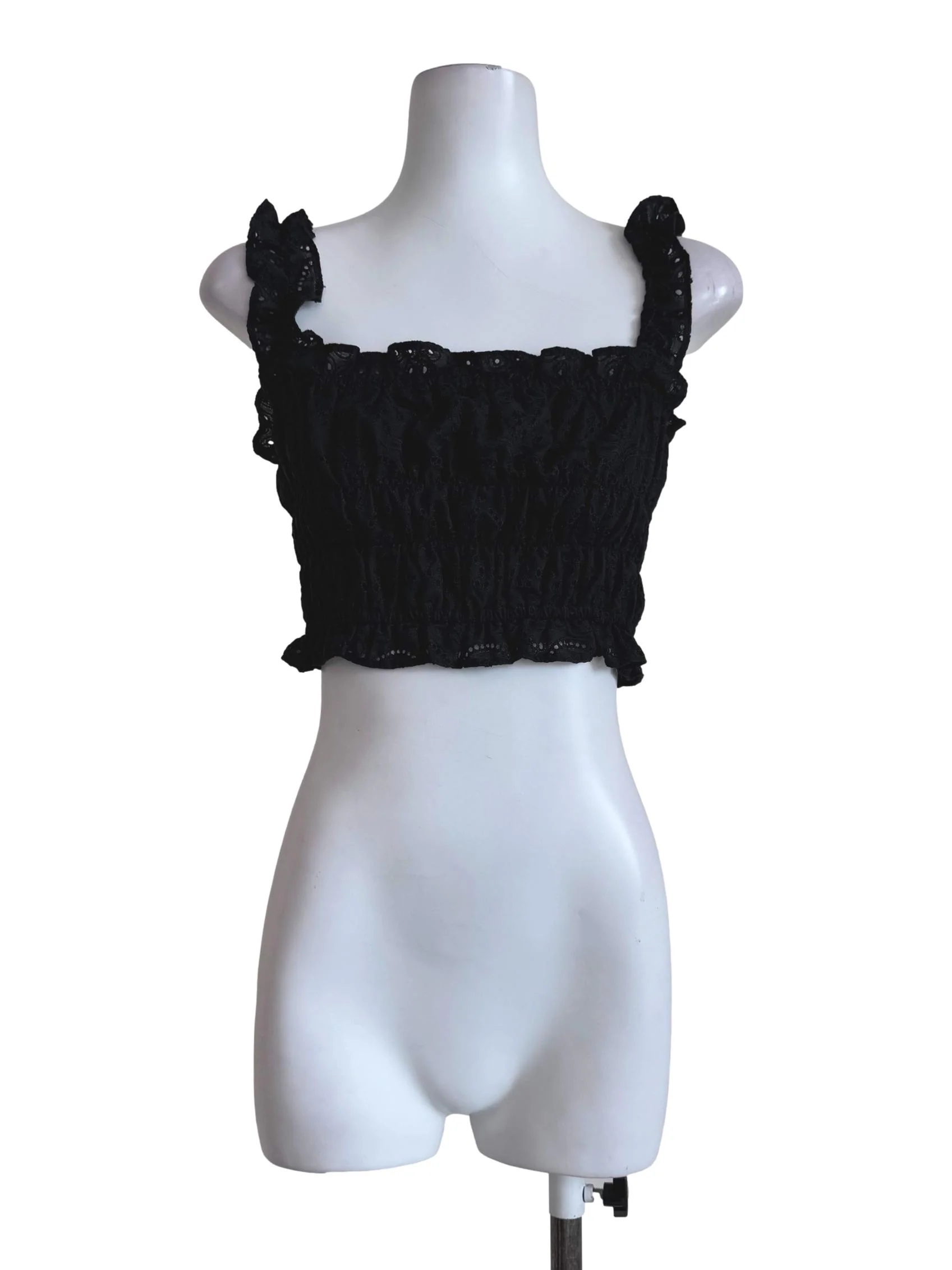 Carbon Black Embroidery Crop Top