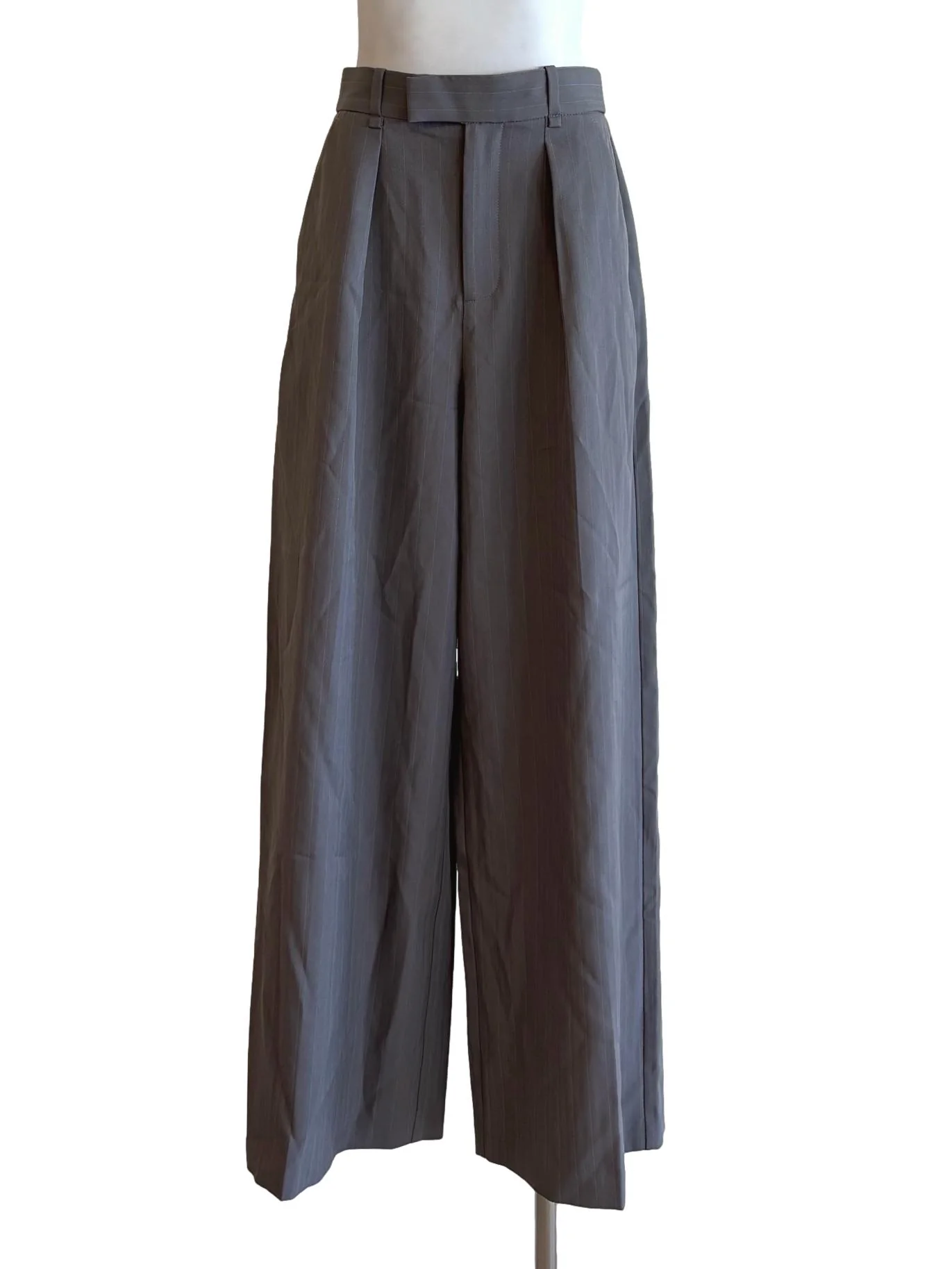 Carbon Grey Wide Leg Pleated Pants LB