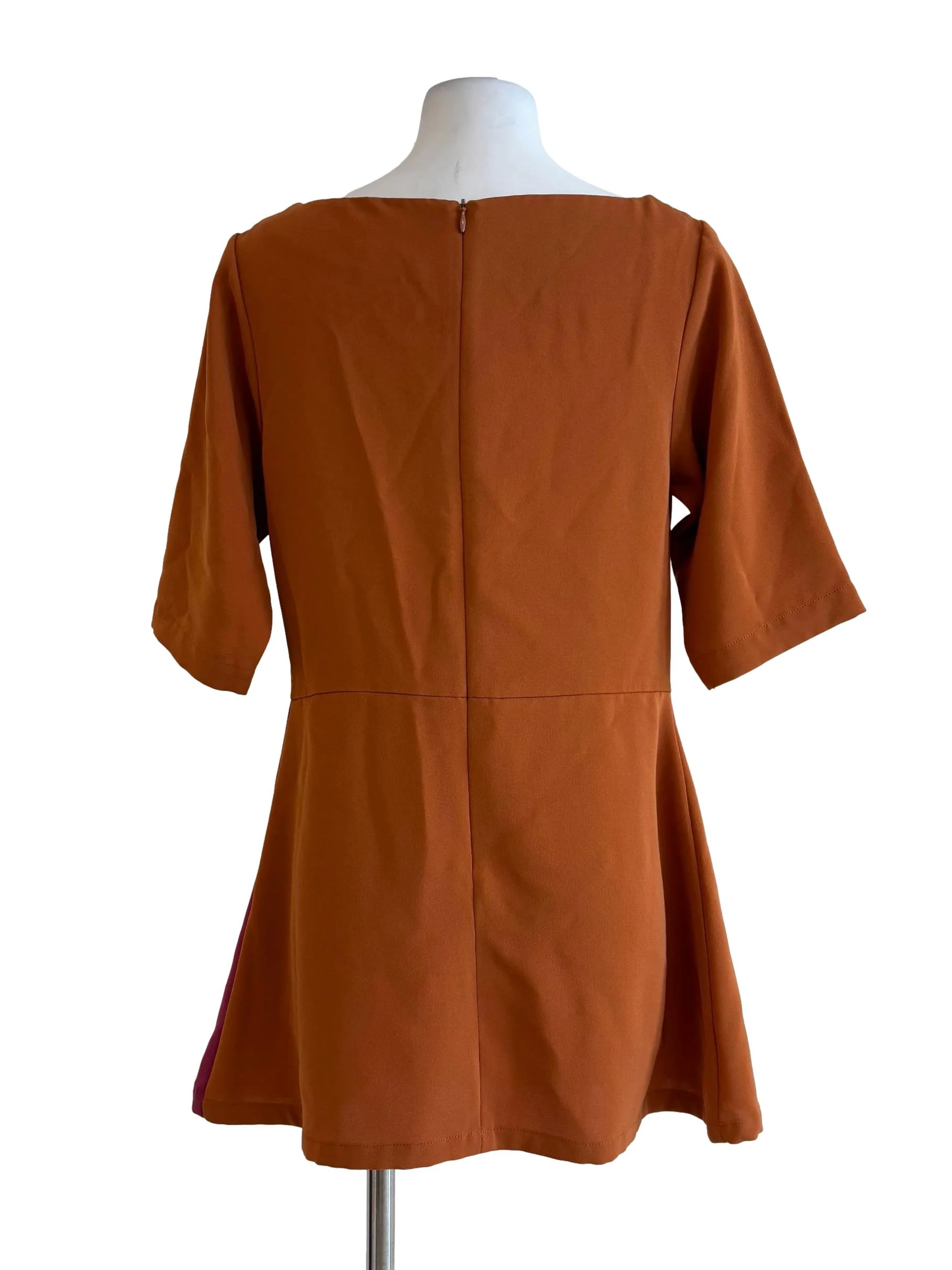 Carrot Orange Magenta Boat Neck Dress - Image 2