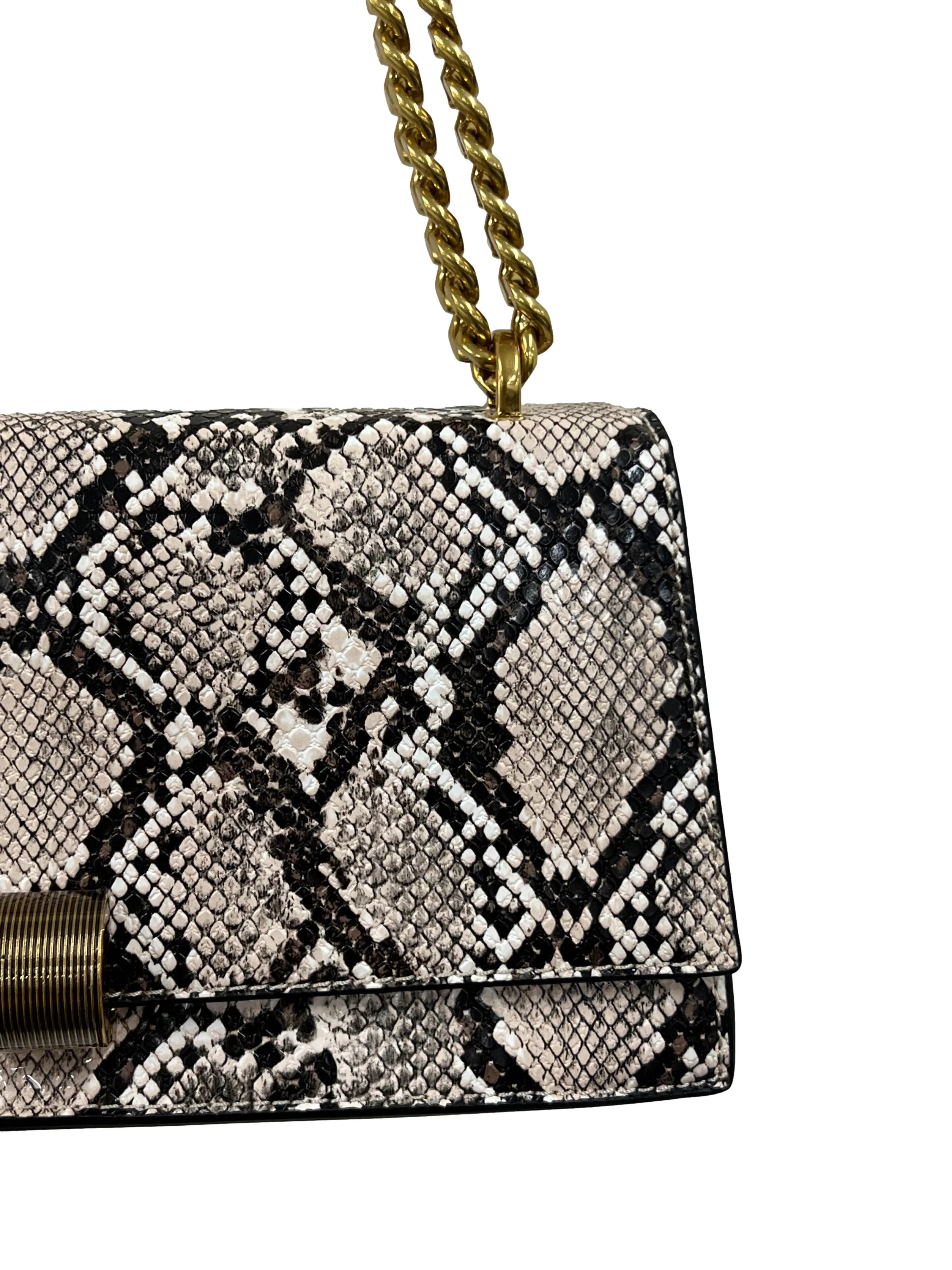 Chalk Chain Strap Snake Trapeze Bag - Image 3