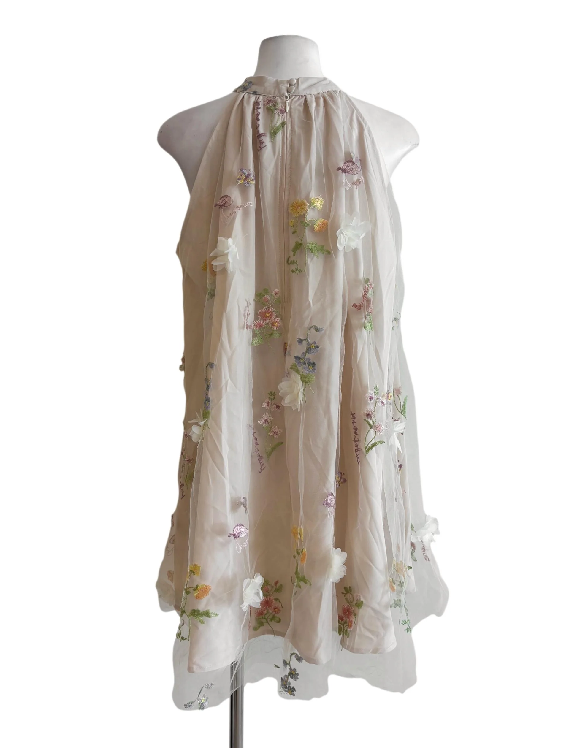 Champagne Floral Embroidered Tent Dress - Image 2