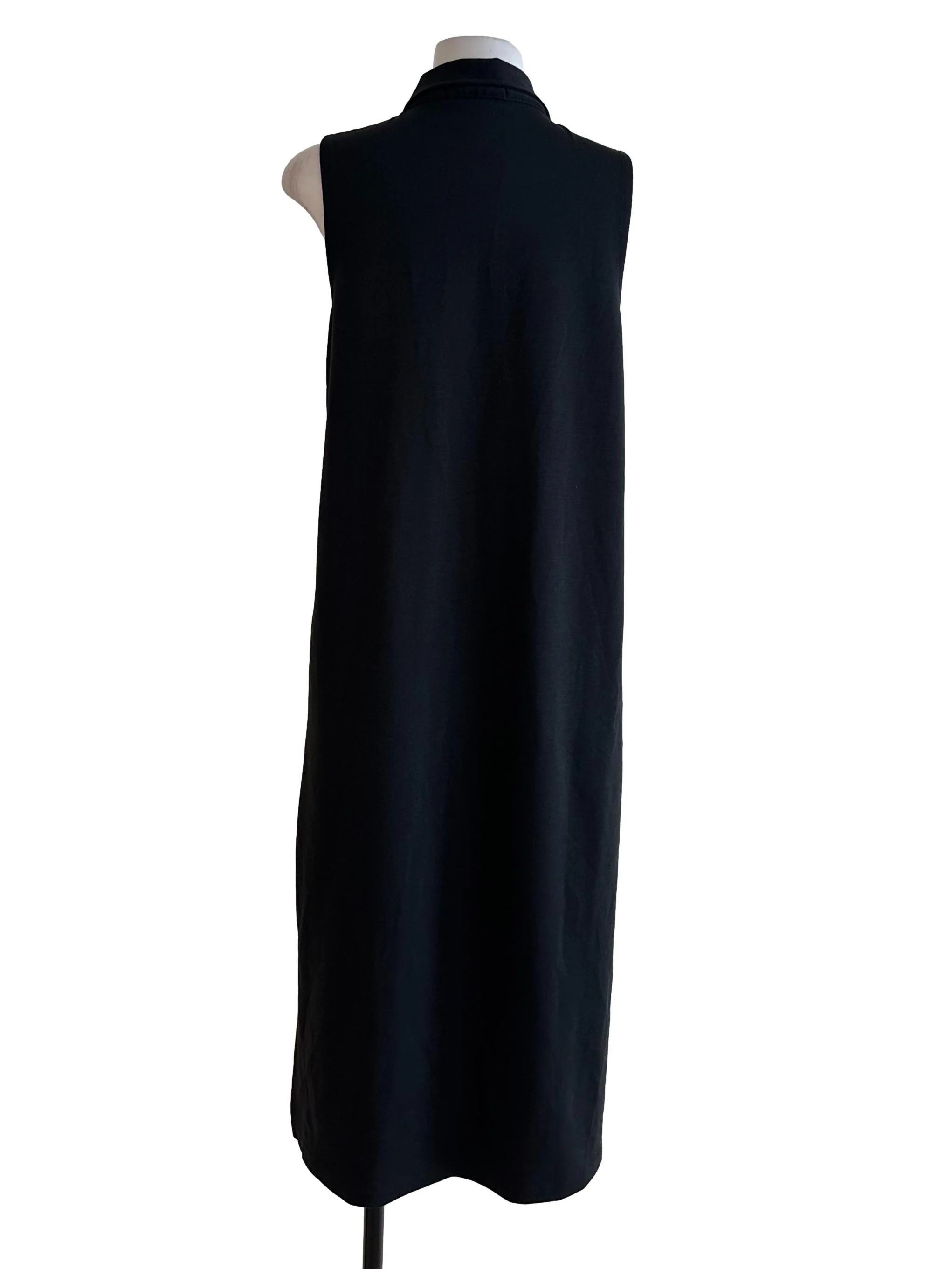 Charcoal Black Collar Button Slit Dress - Image 2