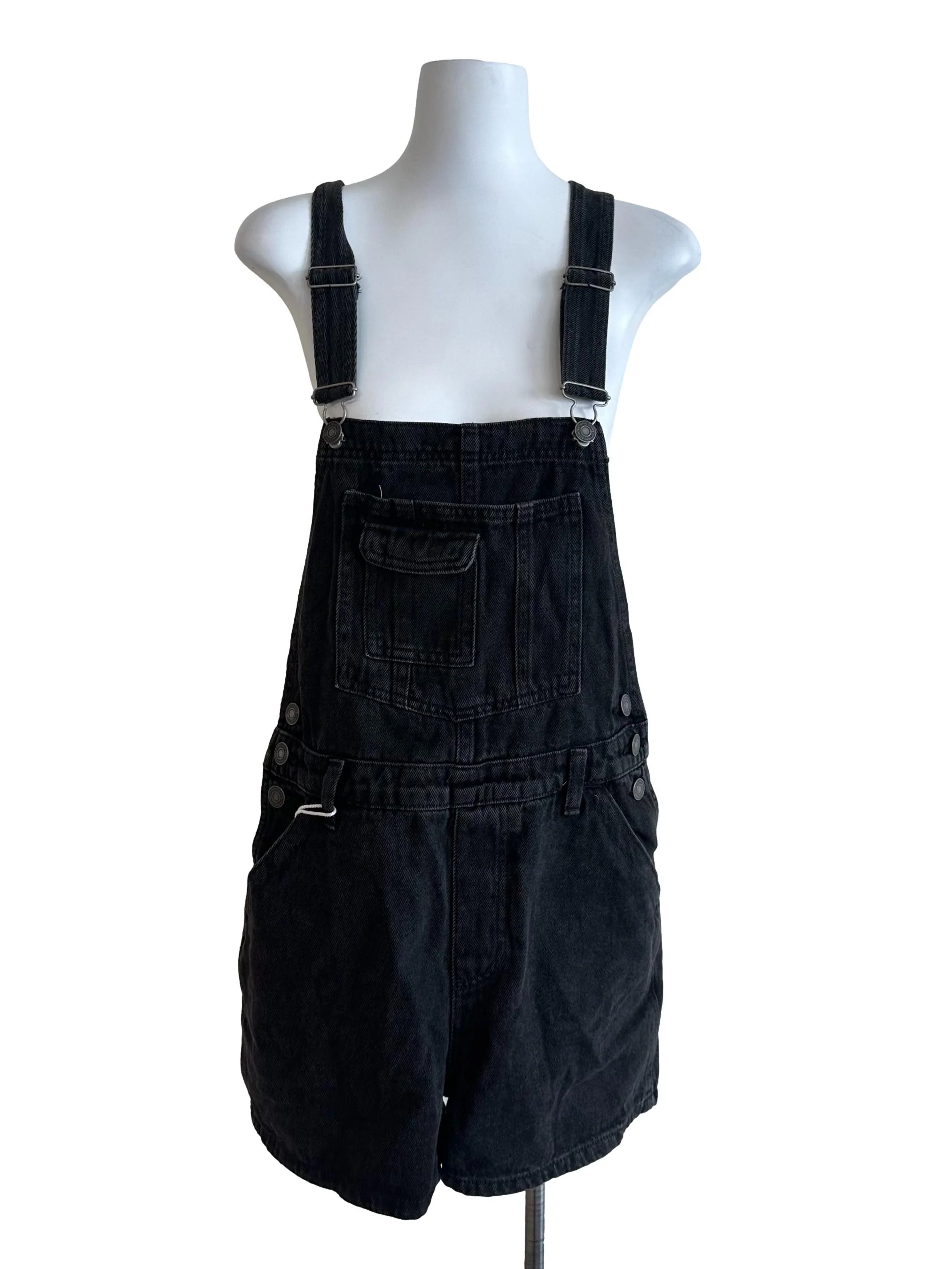 Charcoal Black Denim Short Overall