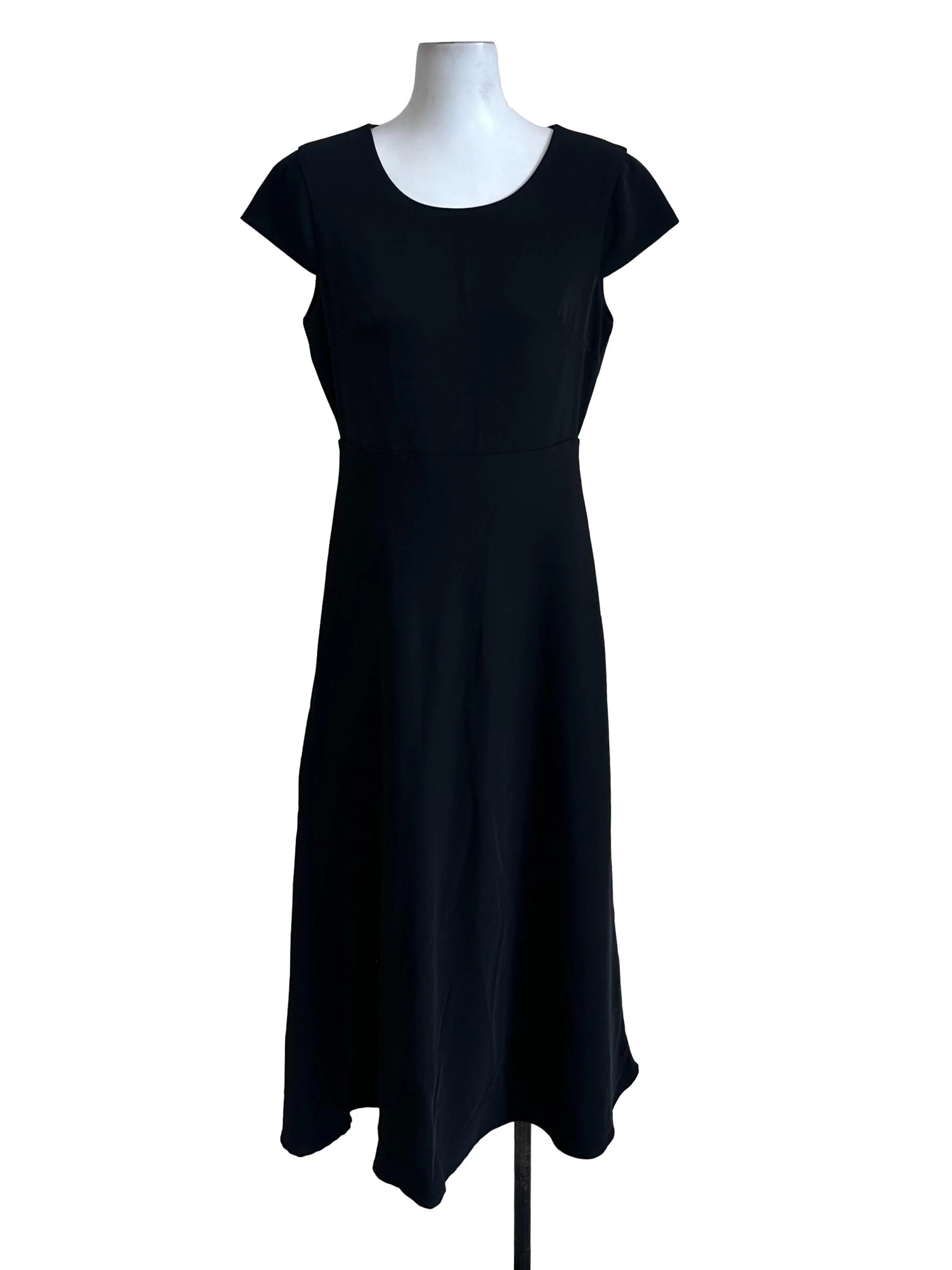 Charcoal Black Round Neck Short Sleeve Dress