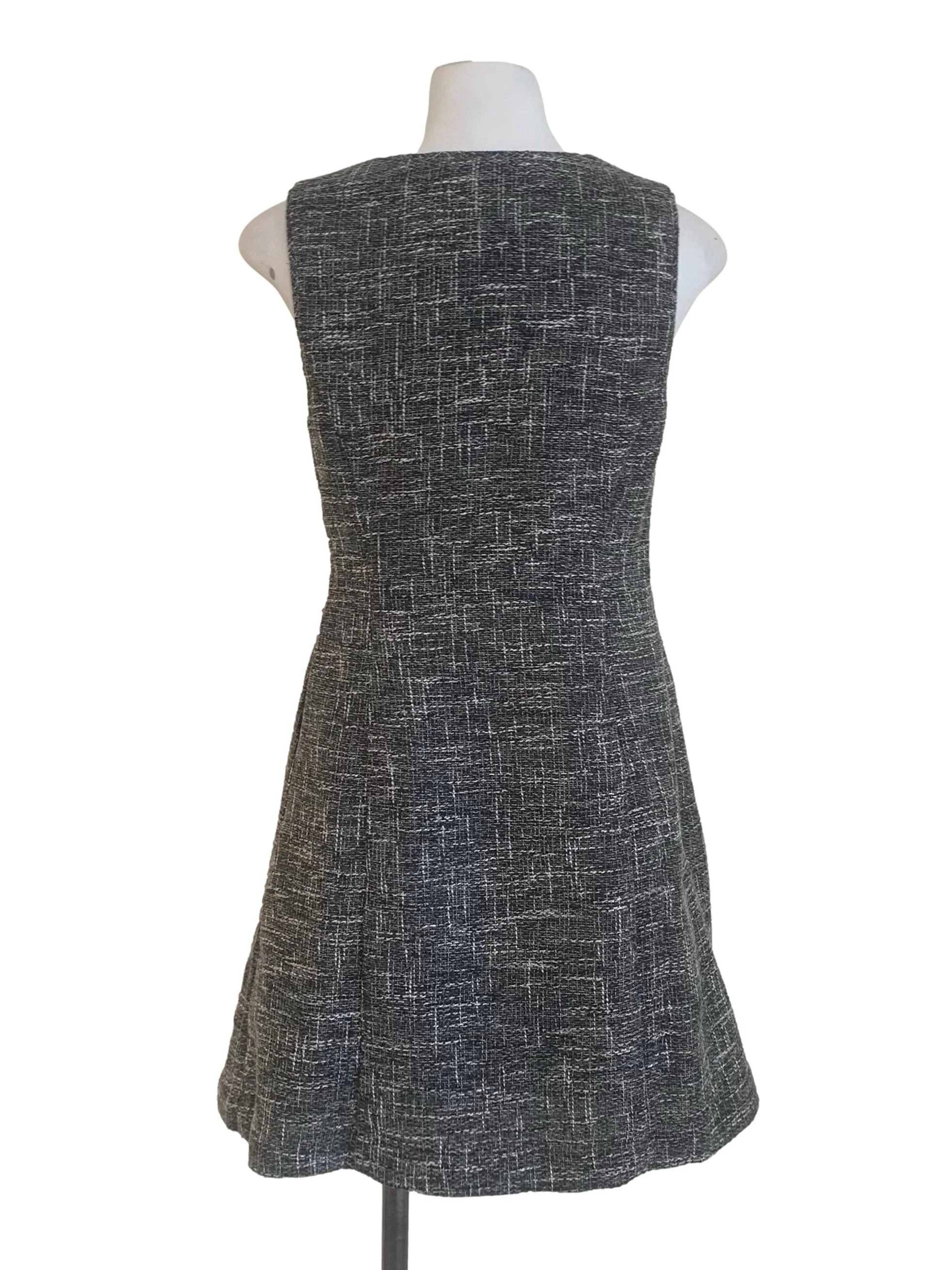Charcoal Black Tweed A-Line Dress LB - Image 2