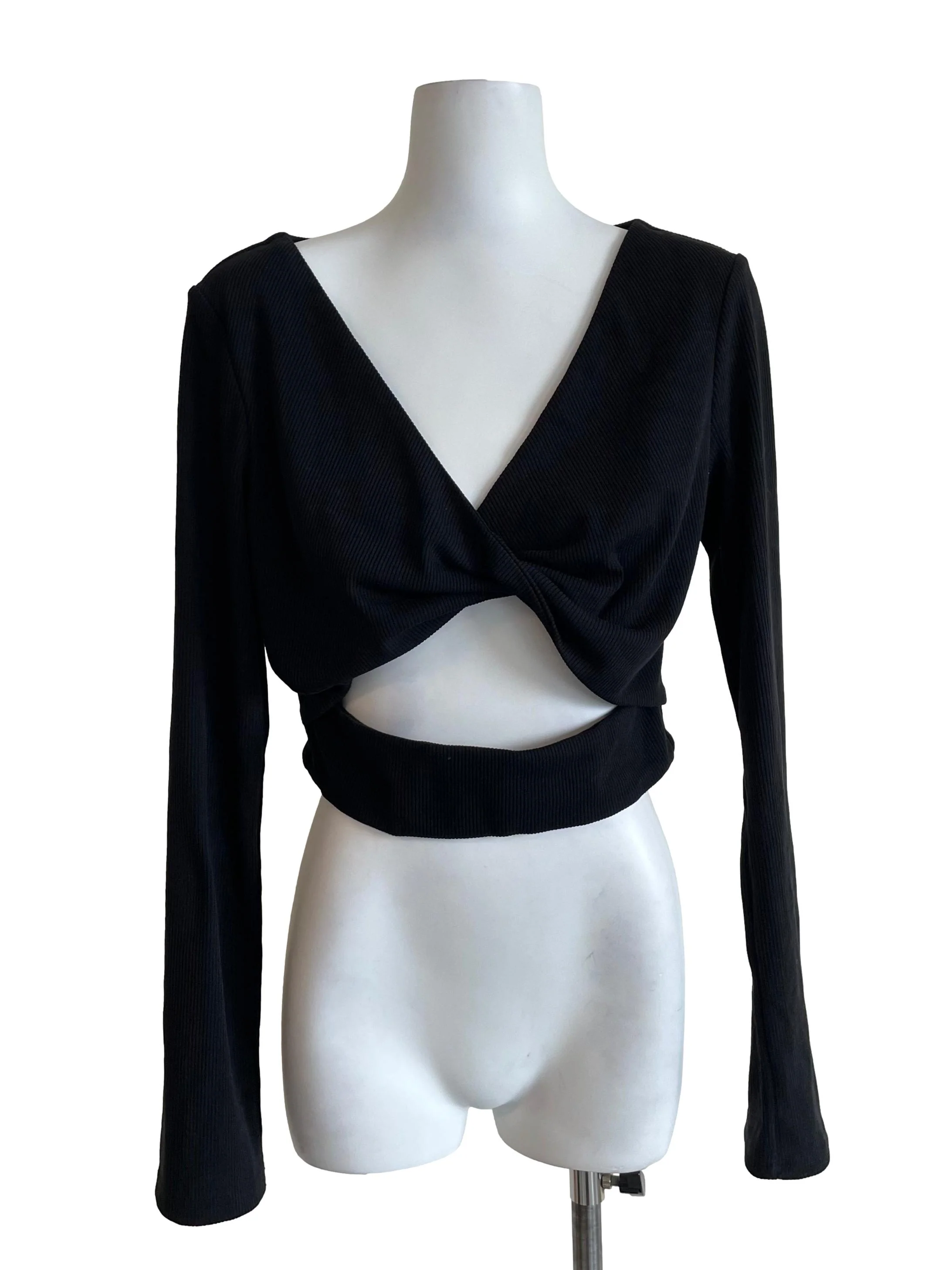 Charcoal Crossed Slit Waist Top