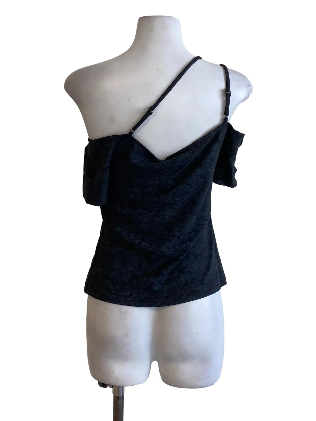 Charcoal Grey One Shoulder Fit Shirt - Image 2