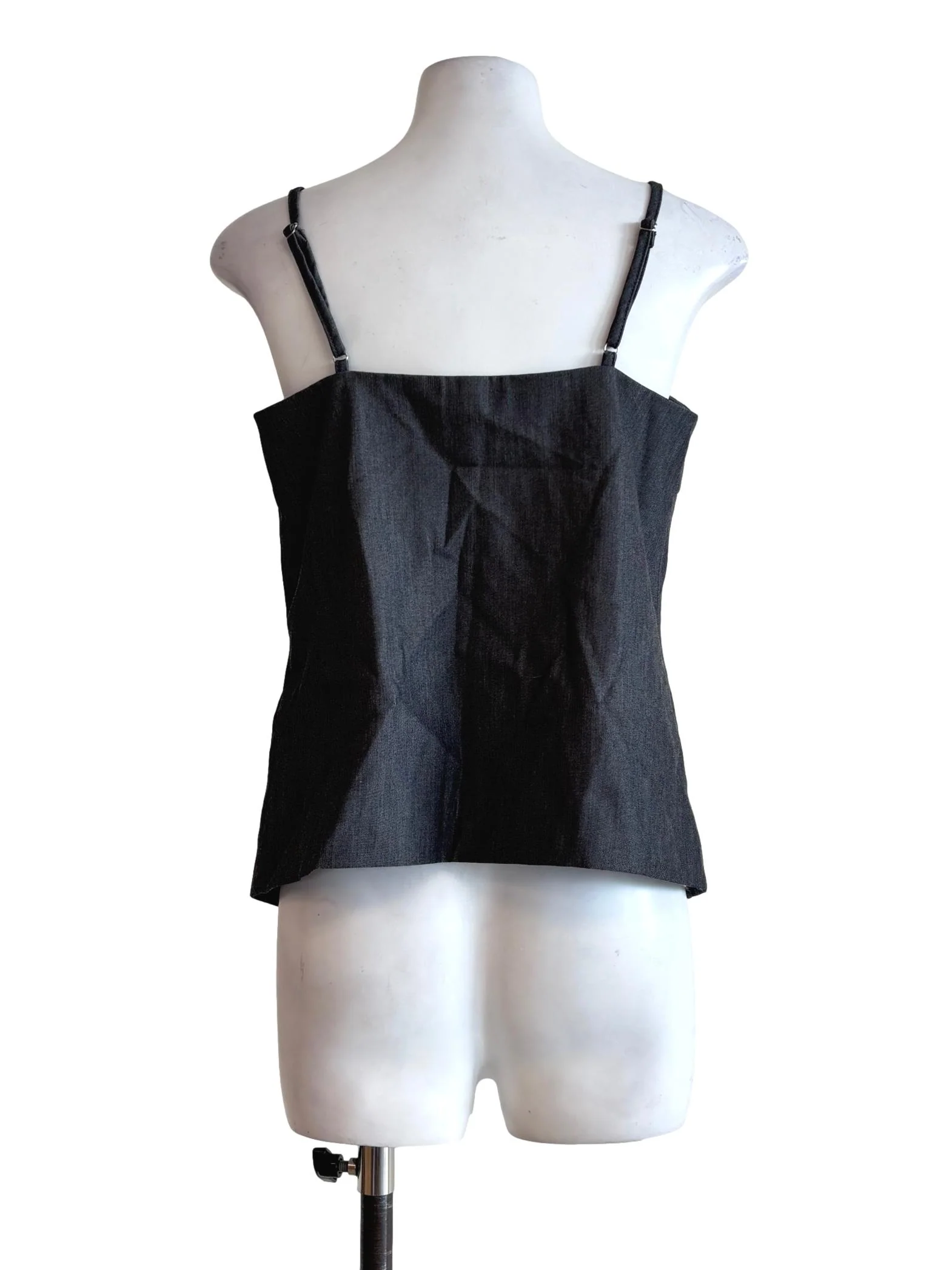 Charcoal Grey Strap Button Top - Image 2