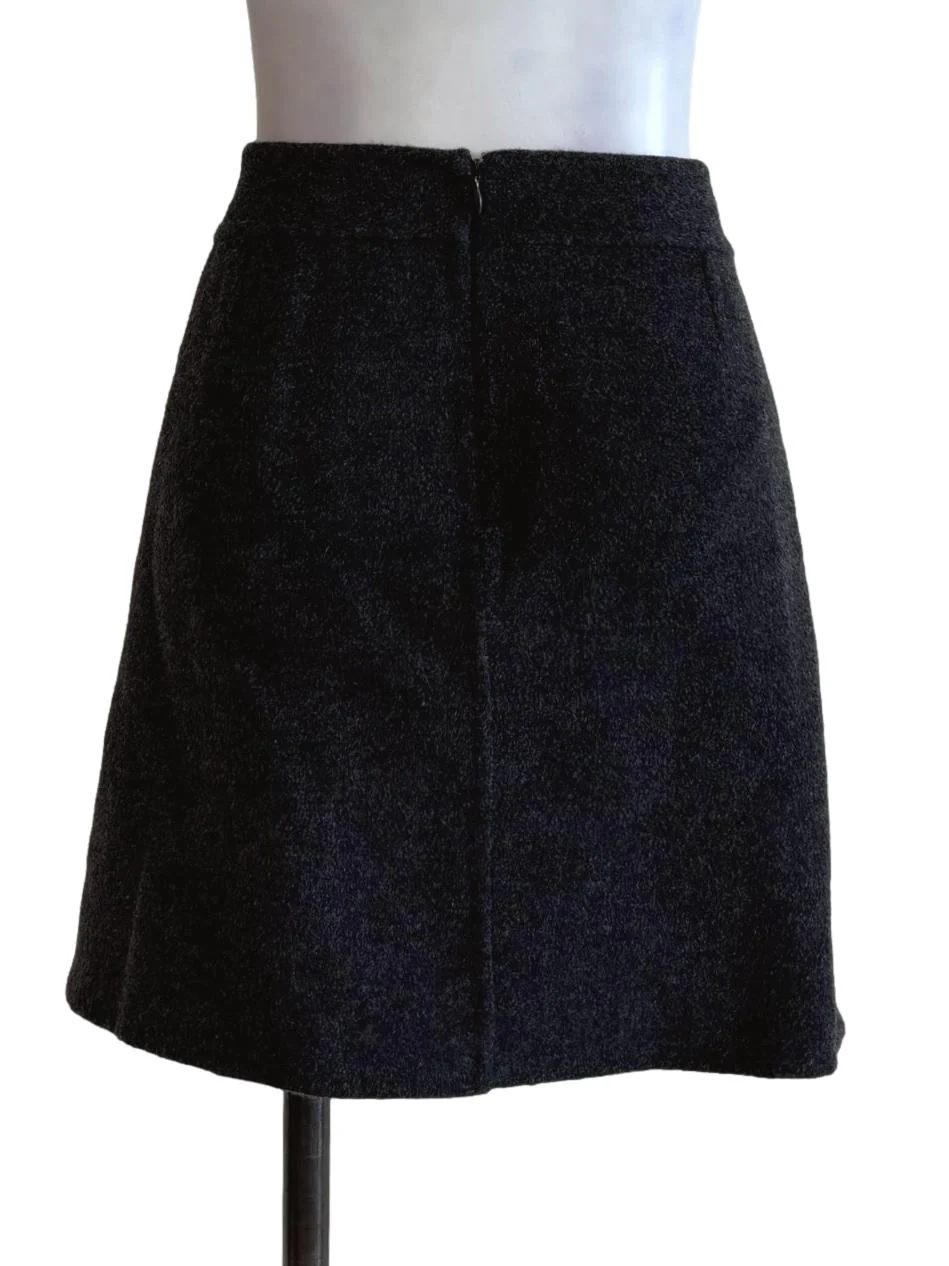 Charcoal Grey Wool Mini Skirt - Image 2