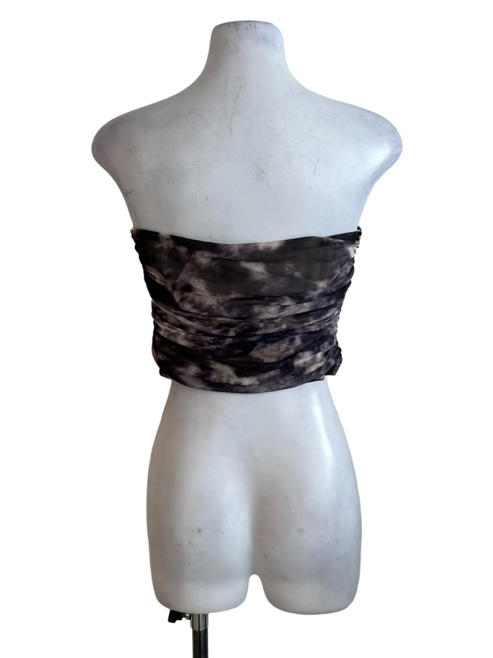 Charcoal Purple Tie Dye Mesh Net Tube Top - Image 2