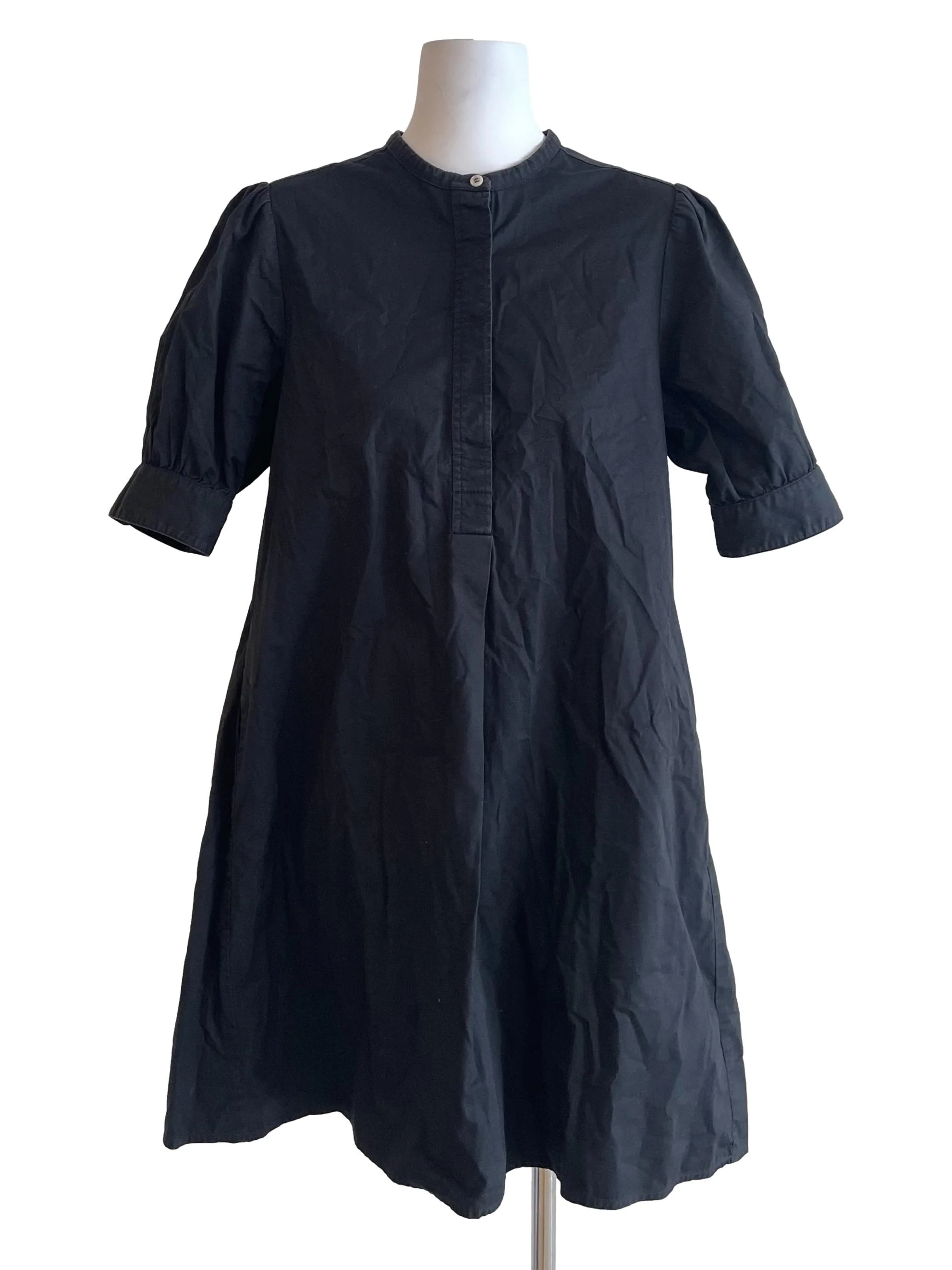 Charcoal Tunic Puff Sleeves Shirt Dress OSN