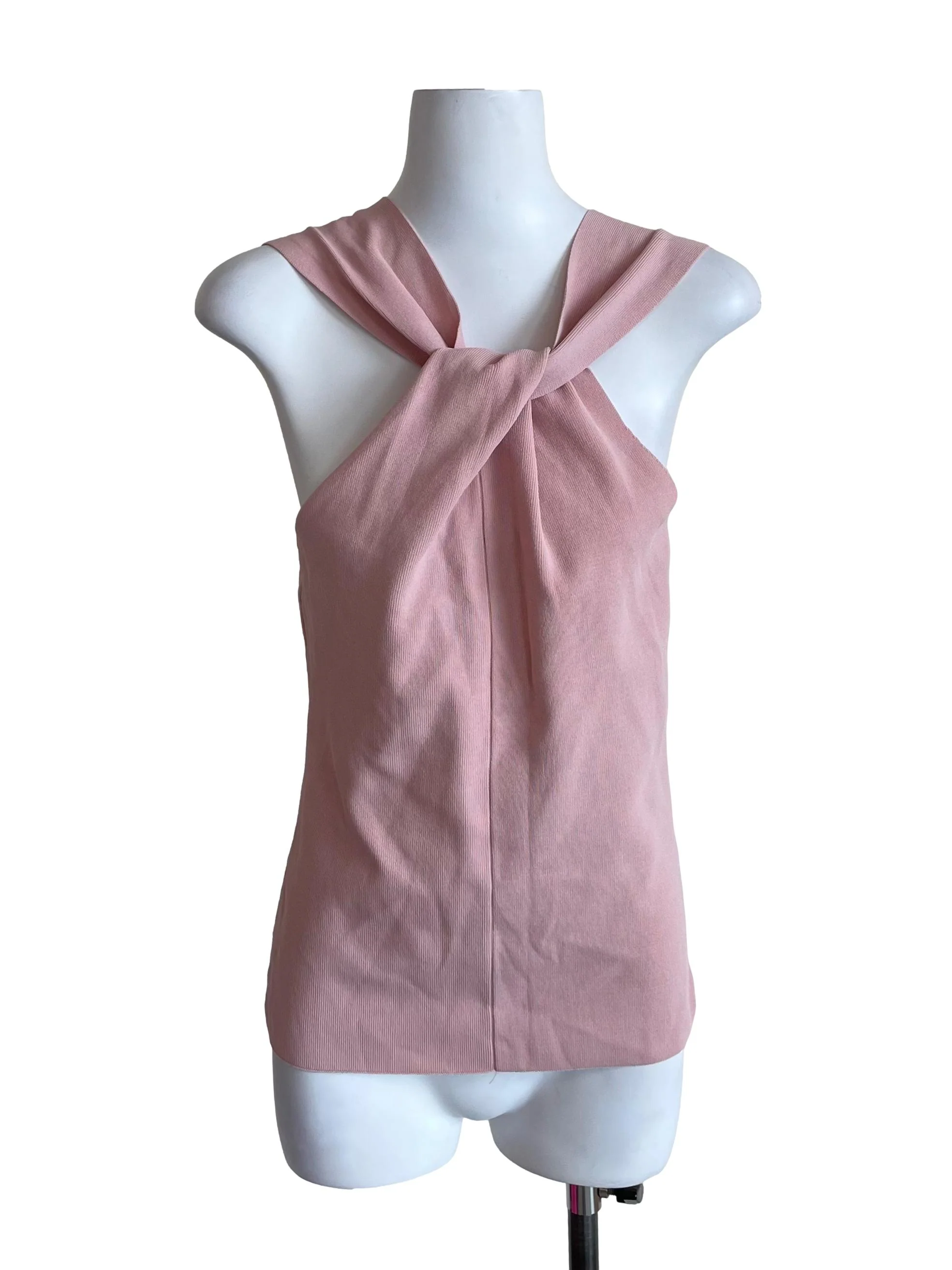 Cherry Blossom Pink Crossed Straps Knit Top