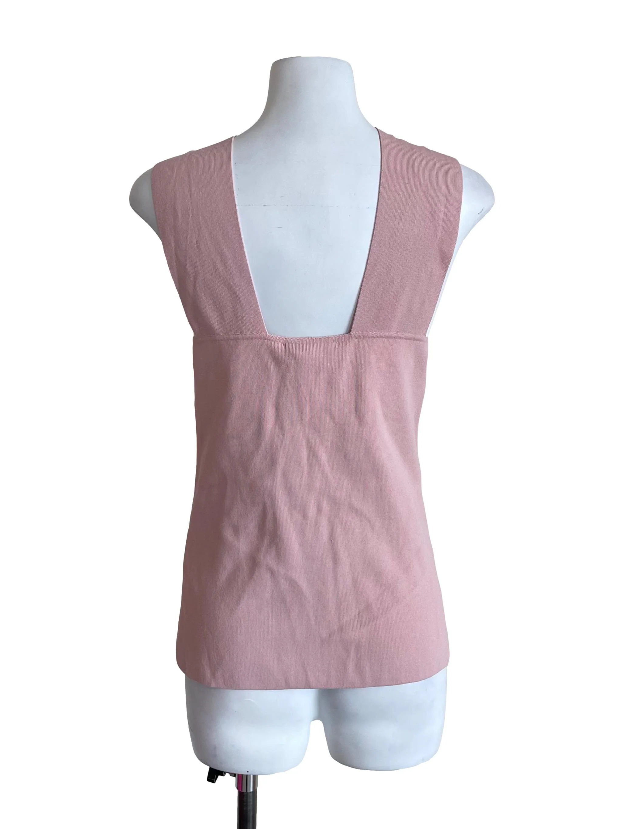 Cherry Blossom Pink Crossed Straps Knit Top - Image 2