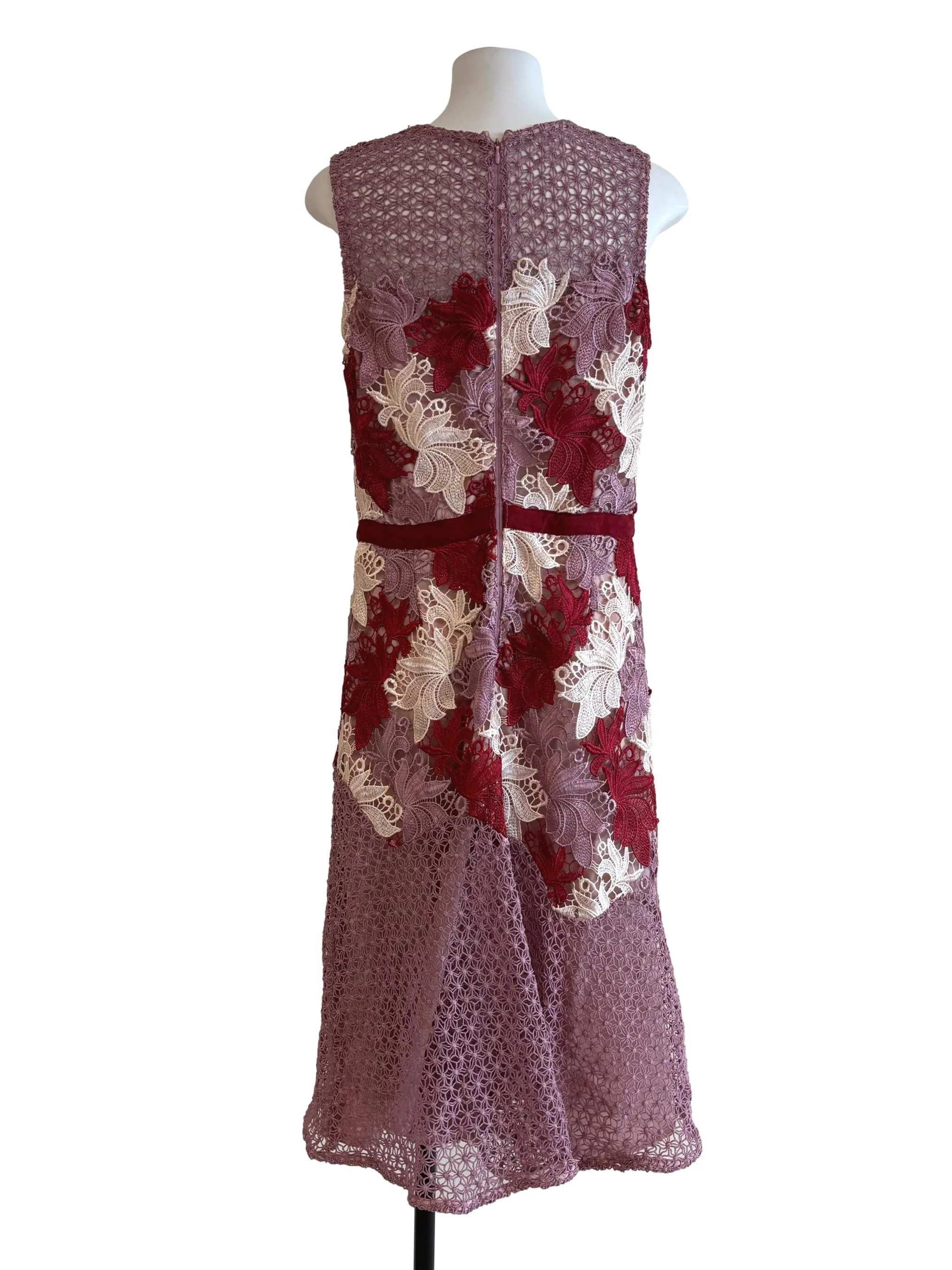 Cherry Red Blush Pink Sleeveless Lace Dress - Image 2