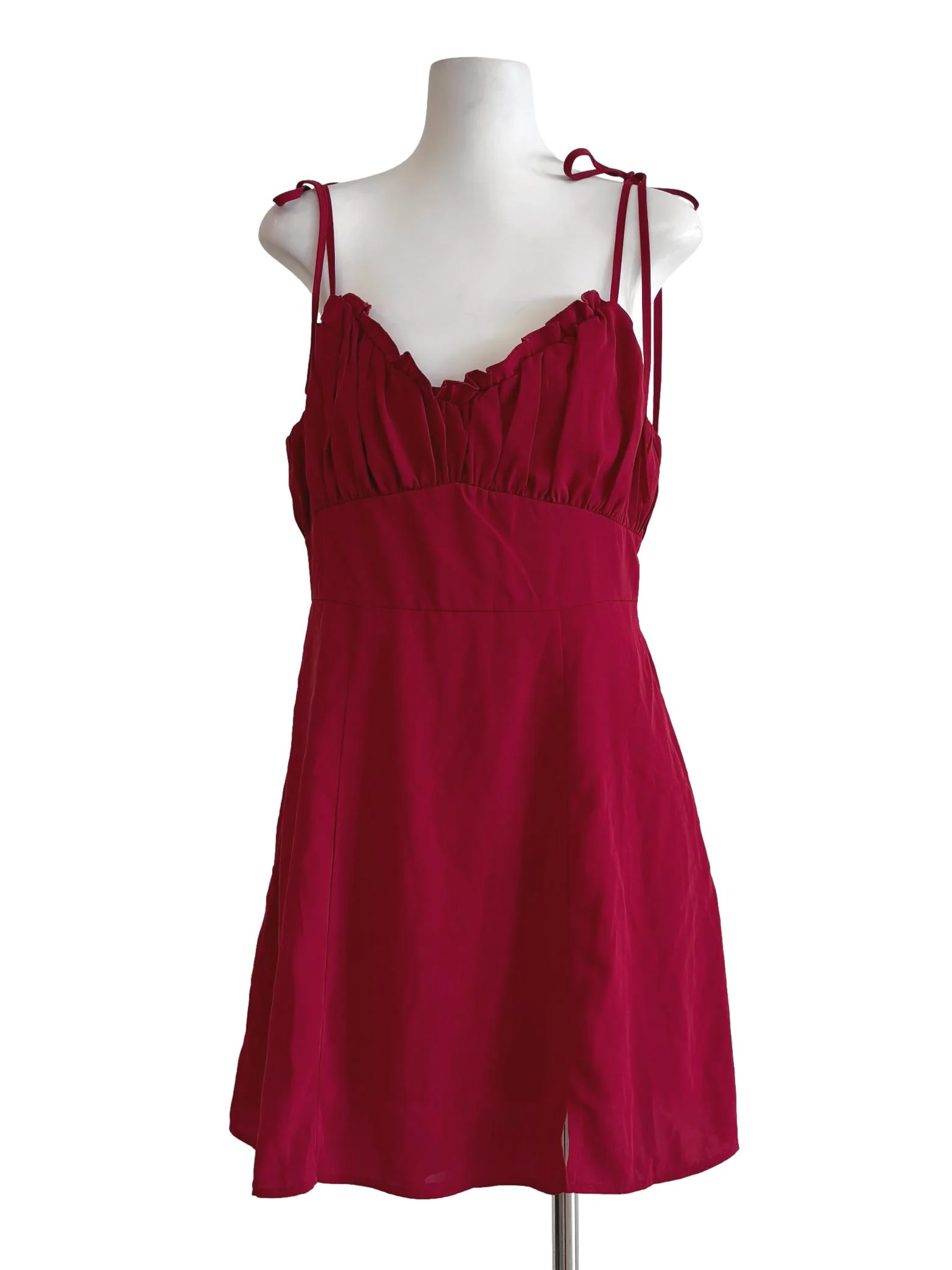Cherry Red Pleated Sweetheart Dress
