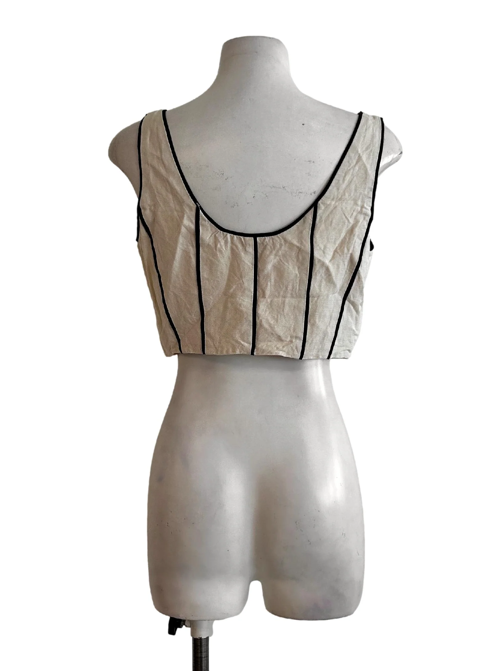 Contrast Detail Linen Crop Top OSN - Image 2