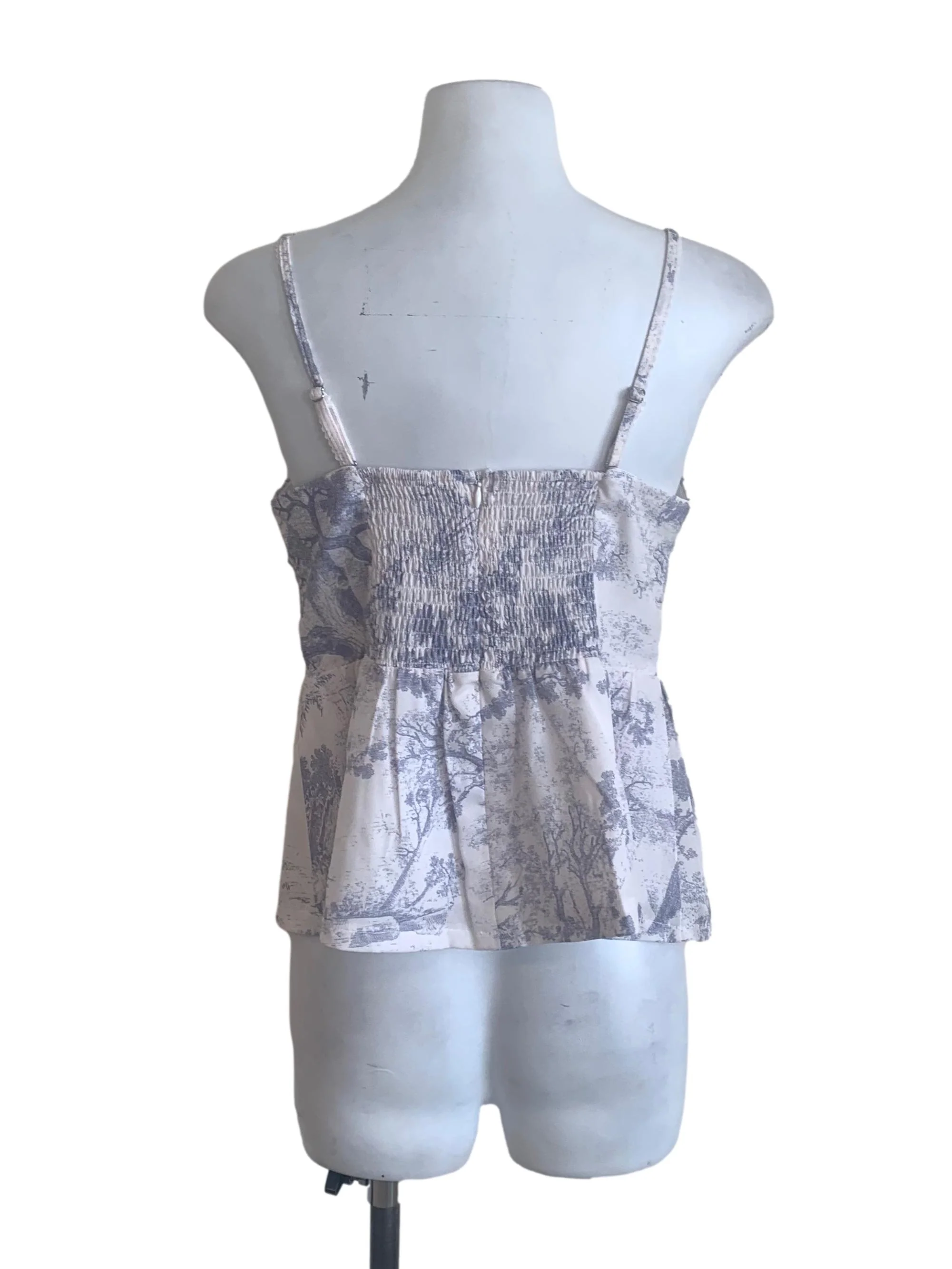 Chiffon White Blue Pattern Top - Image 2