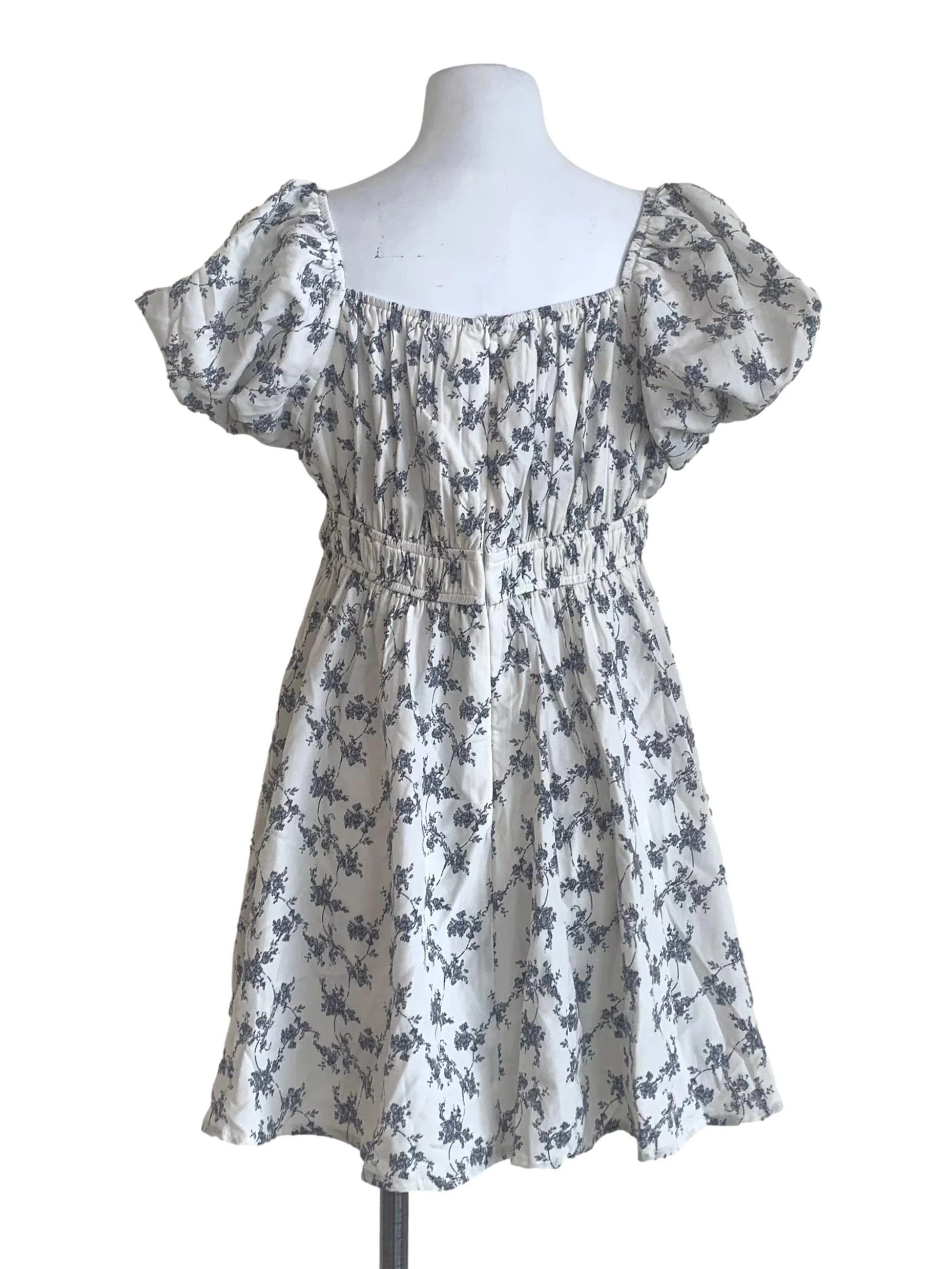 Chiffon White Floral Pattern Empire Dress - Image 2