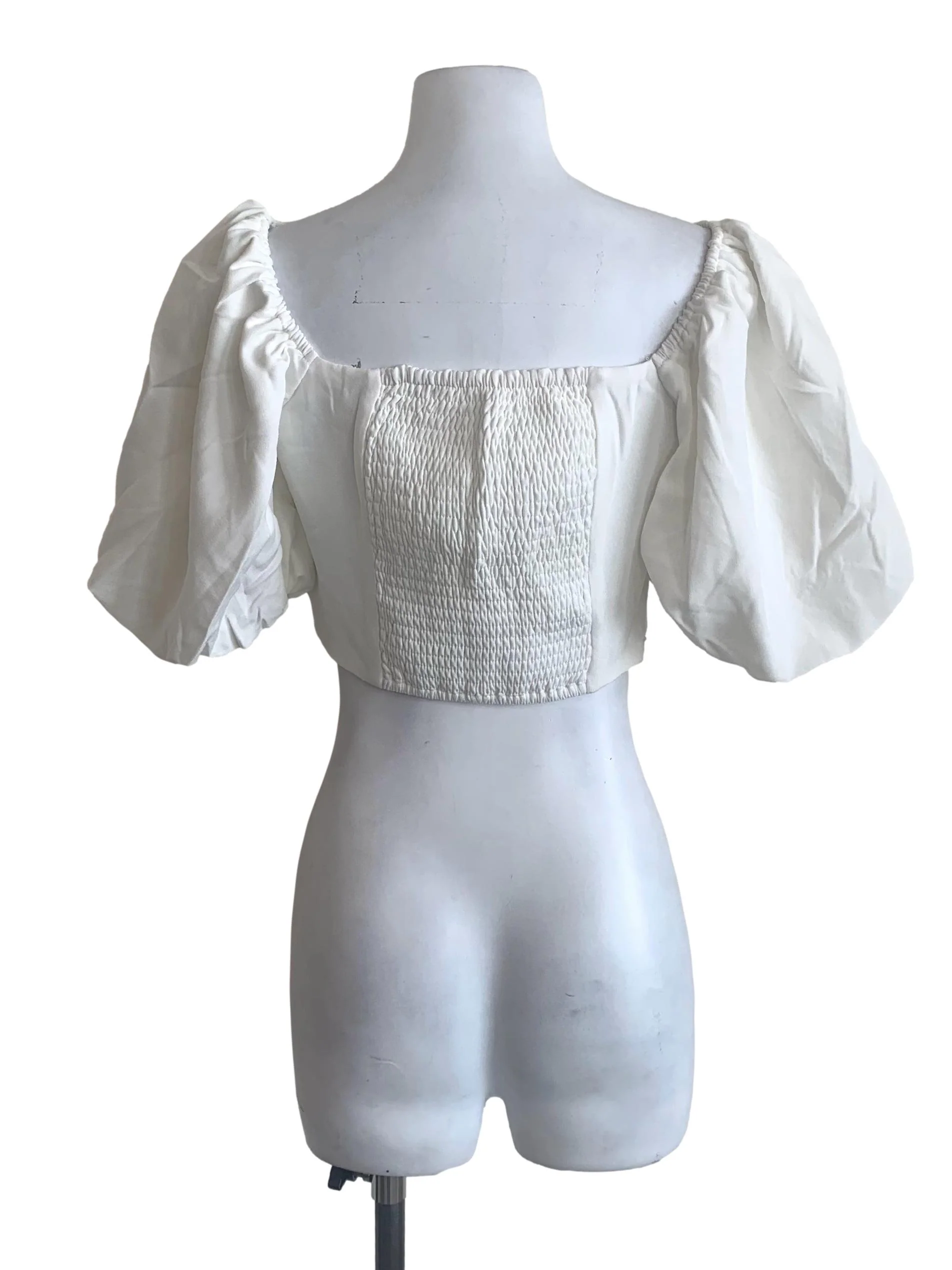 Chiffon White Puff Sleeves Top - Image 2